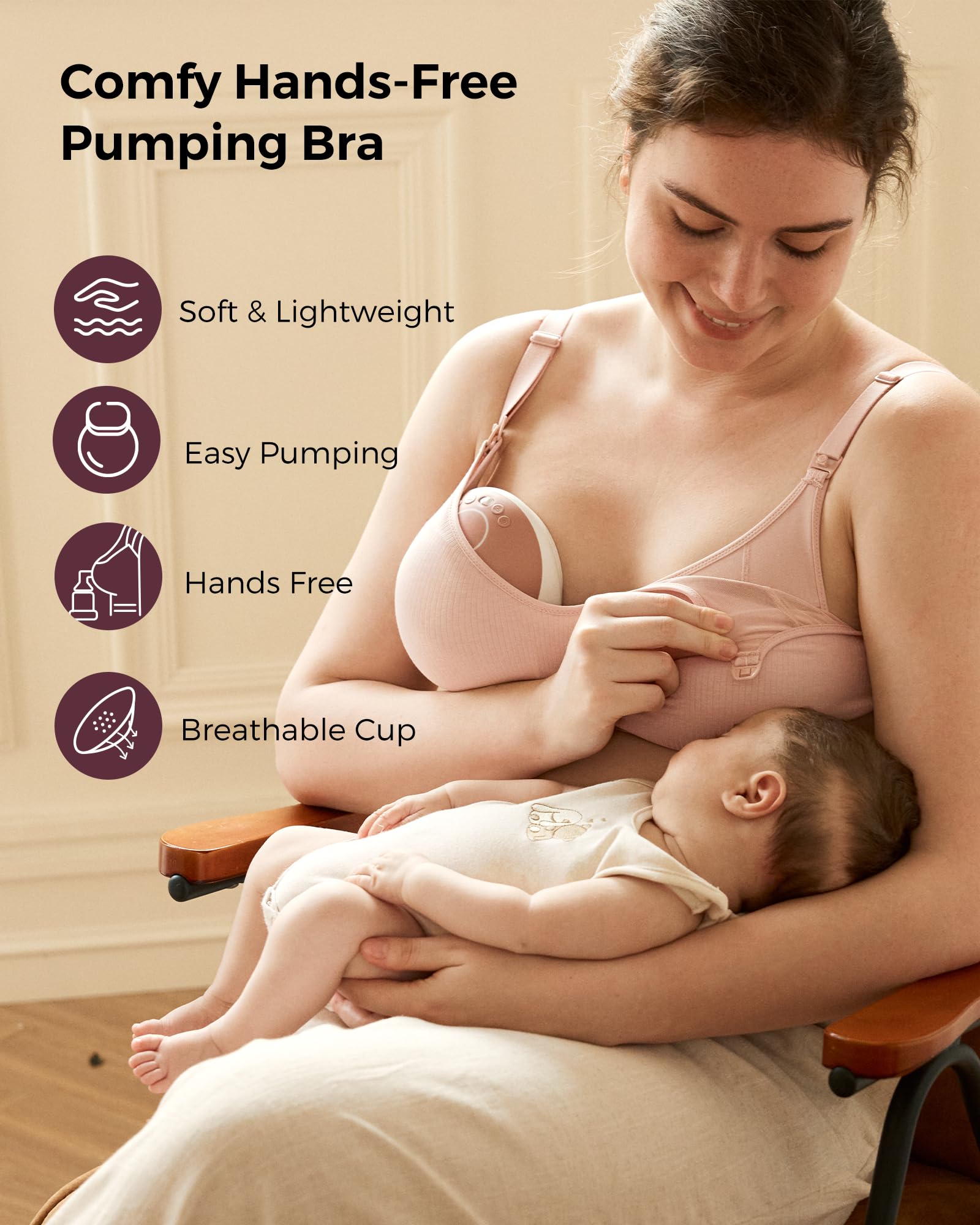 momcozy-hands-free-pumping-bra-breathable-tencel-fabric-300-air-holes-eco-friend image 2
