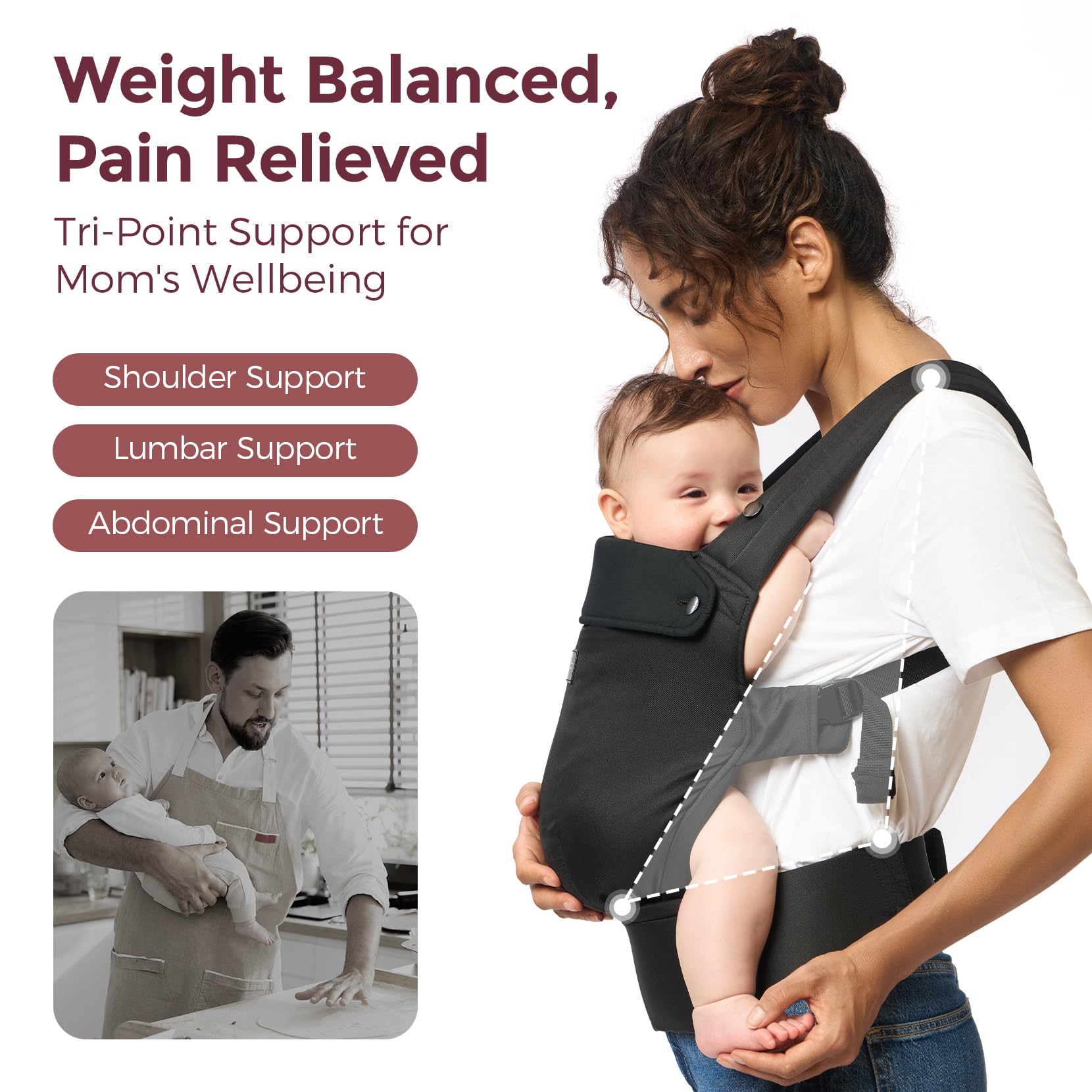 momcozy-baby-carrier-newborn-to-toddler-3-in-1-ergonomic-with-lumbar-support-lin image 4