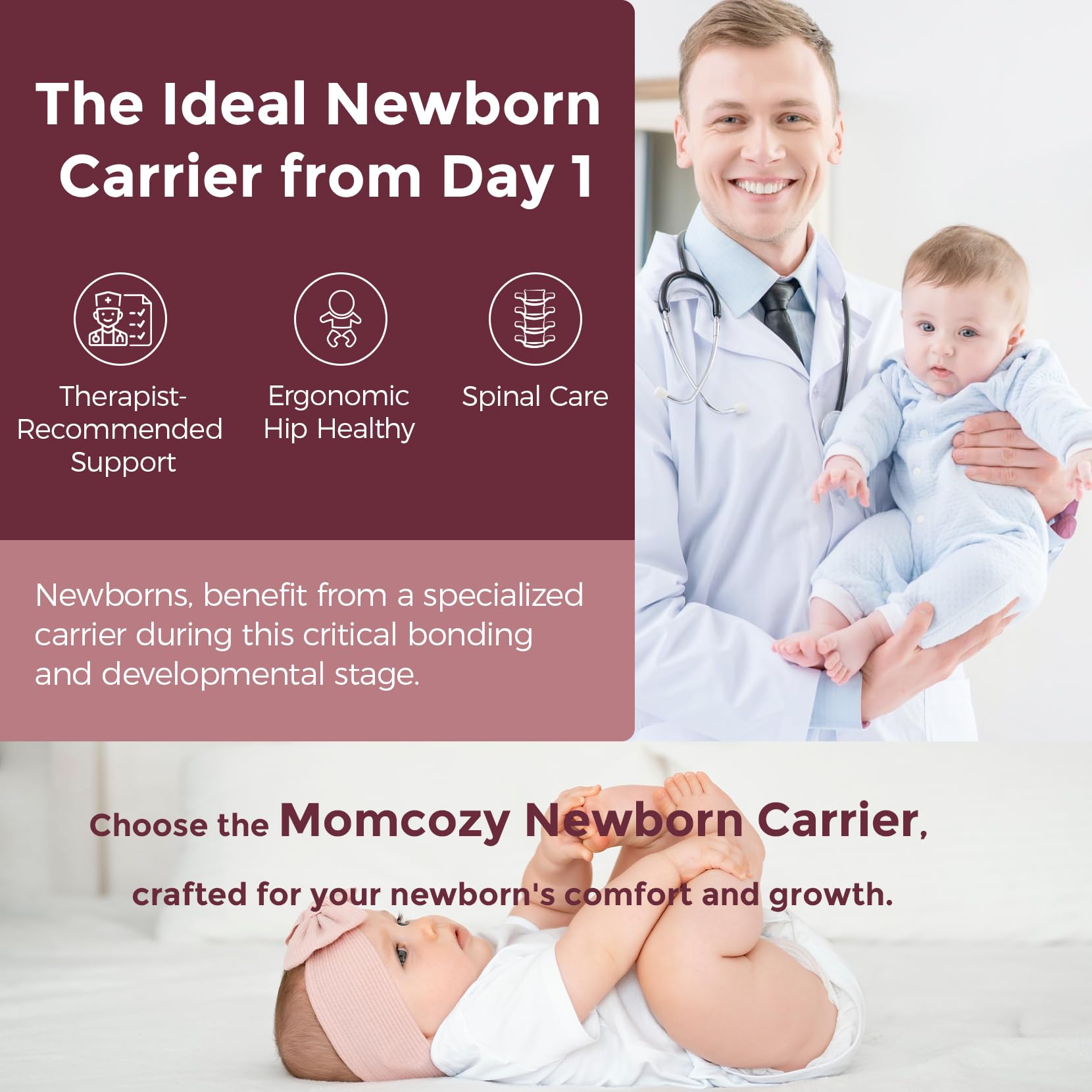momcozy-newborn-baby-carrier-ergonomic-lightweight-for-7-24lbs-airmesh-khaki image 2