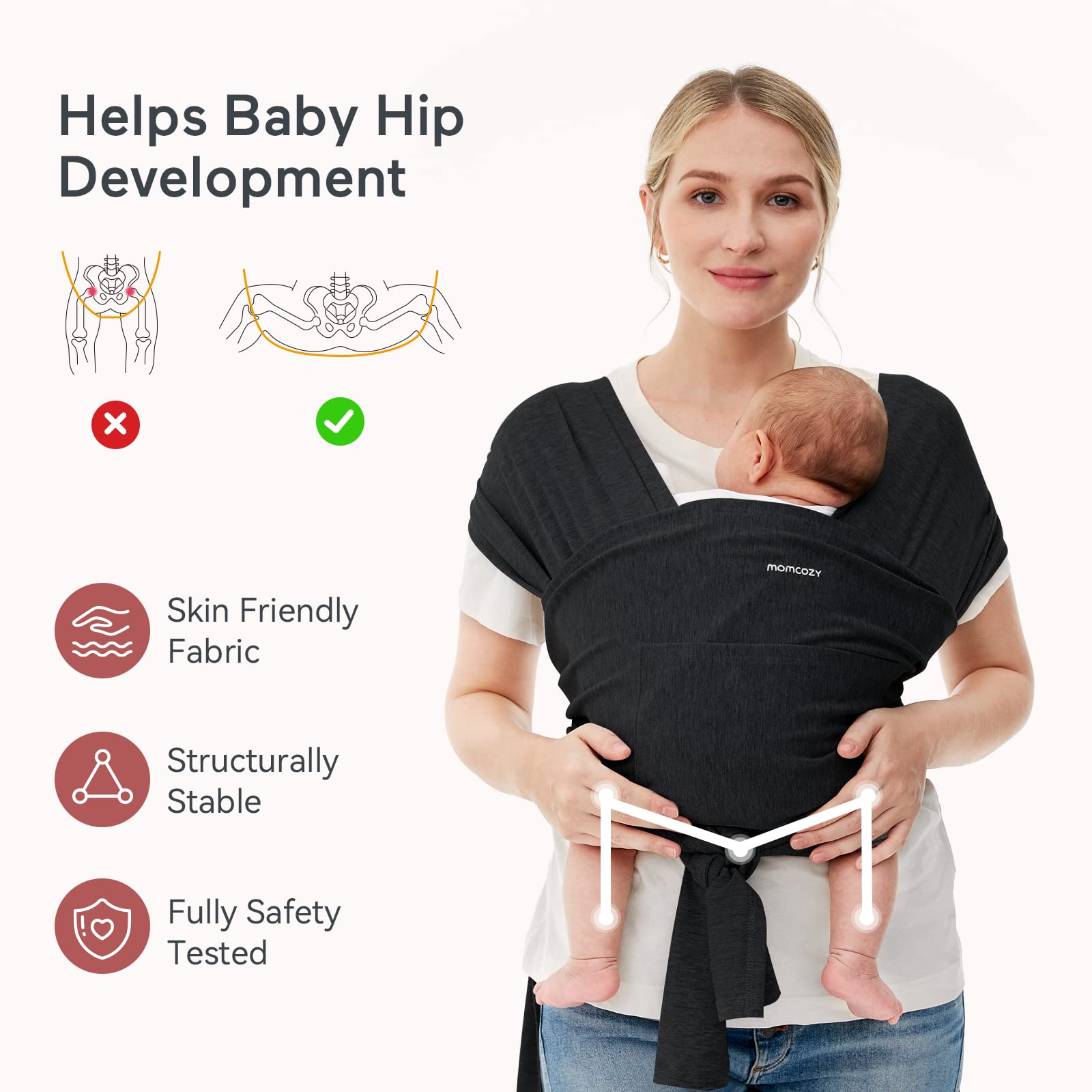 momcozy-baby-wraps-carrier-with-baby-carrier-classic-adjustable-x-small-to-x-lar image 2