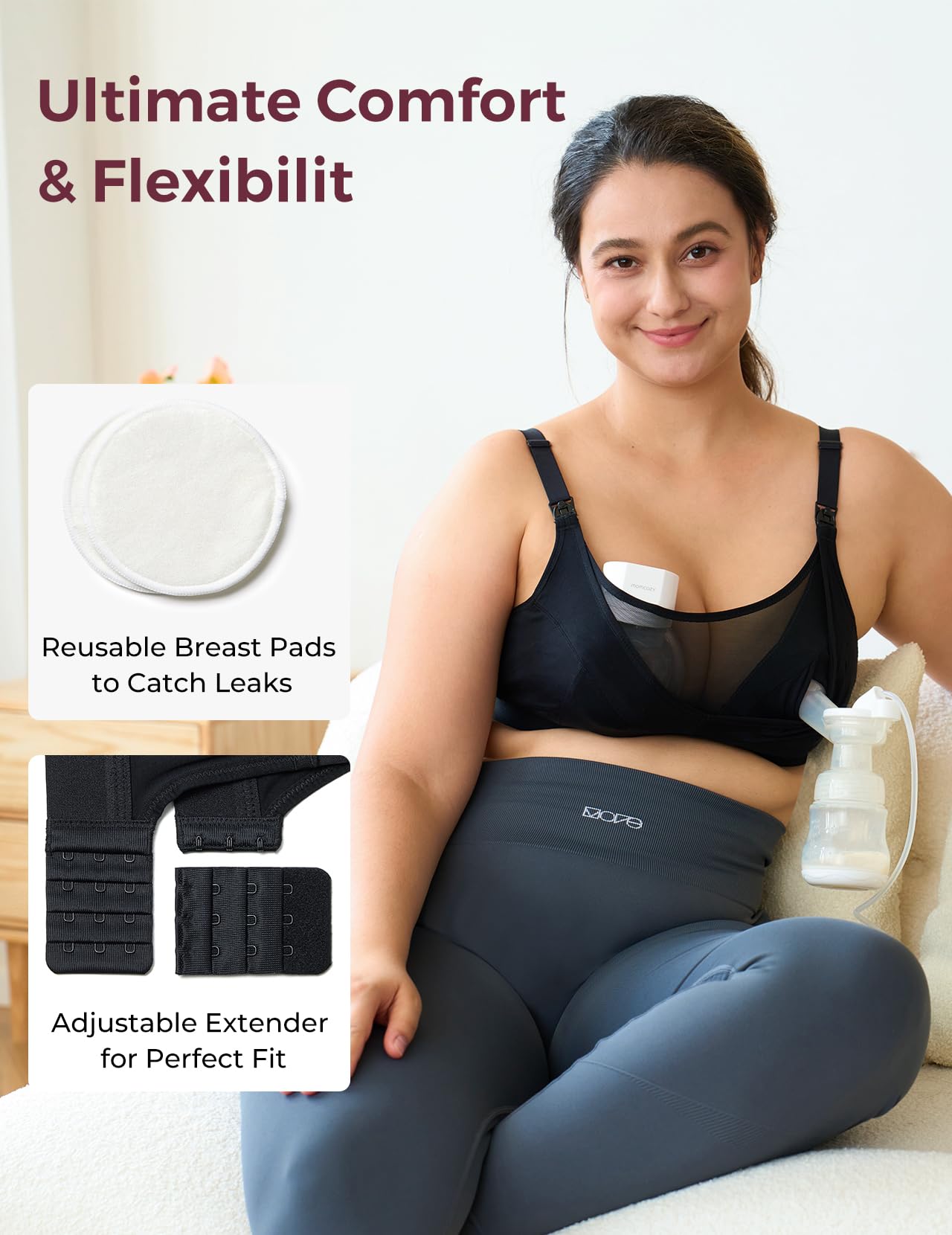 momcozy-mesh-support-pumping-bra-hands-free-plus-size-36c-44g-nursing-pumping-br image 7