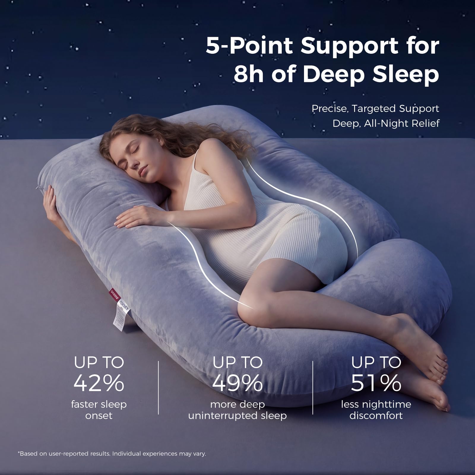 momcozy-u-shaped-full-body-maternity-pillow-for-pregnancy-57-inch-grey image 2