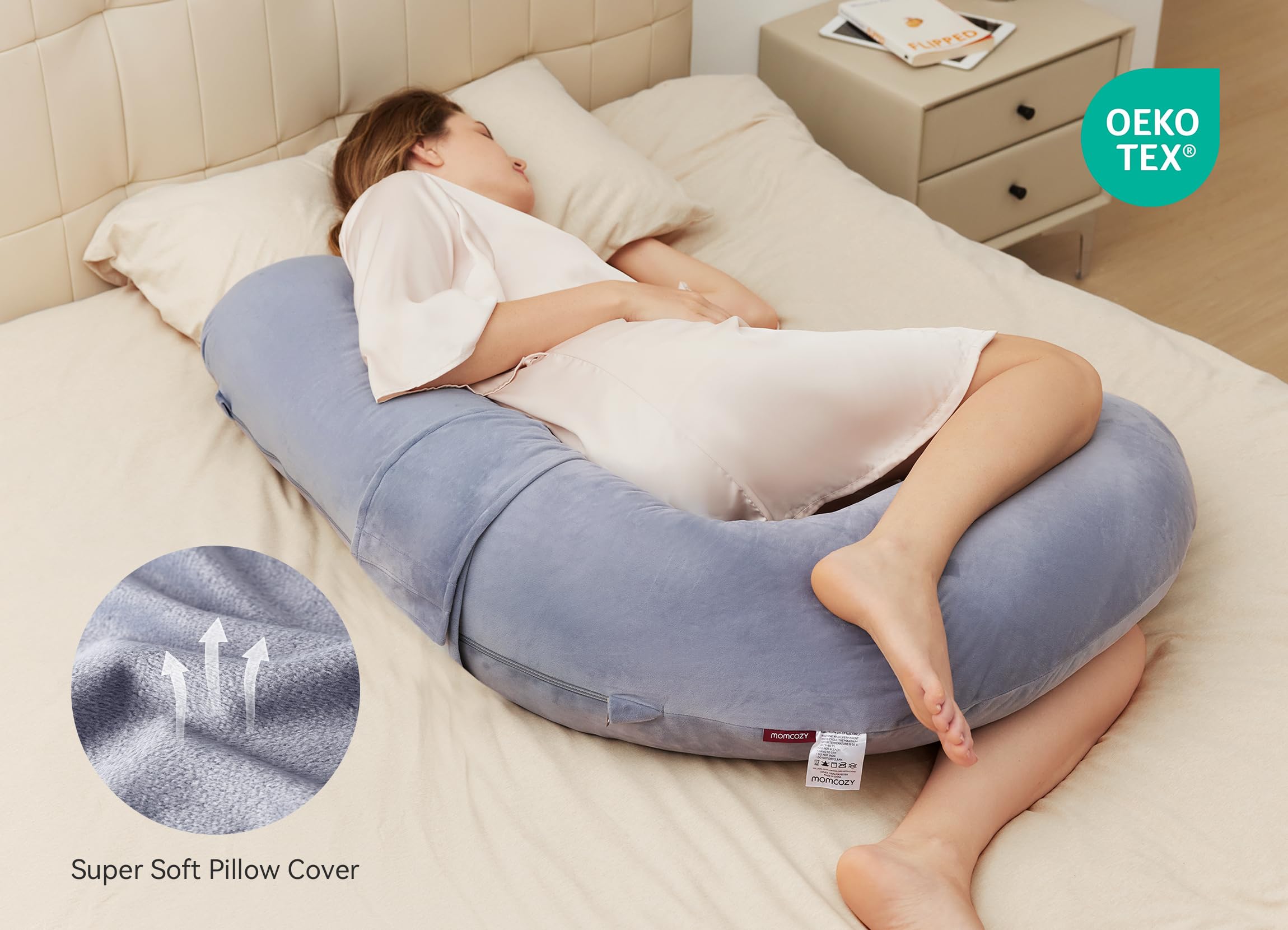 momcozy-original-f-shape-maternity-pillow-with-adjustable-wedge-full-body-suppor image 7