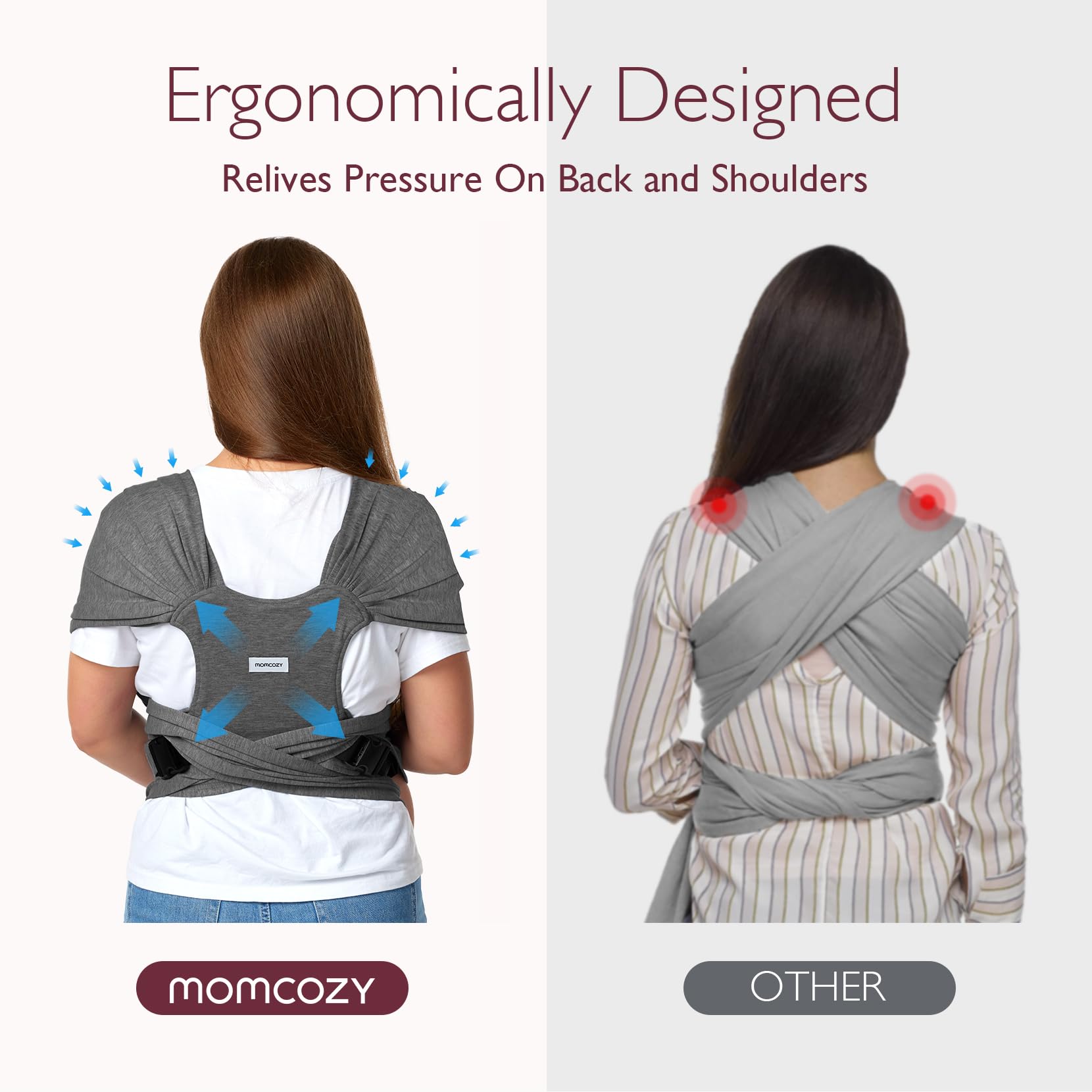 momcozy-baby-wrap-carrier-skin-friendly-fabric-adjustable-buckle-deep-grey-newbo image 7