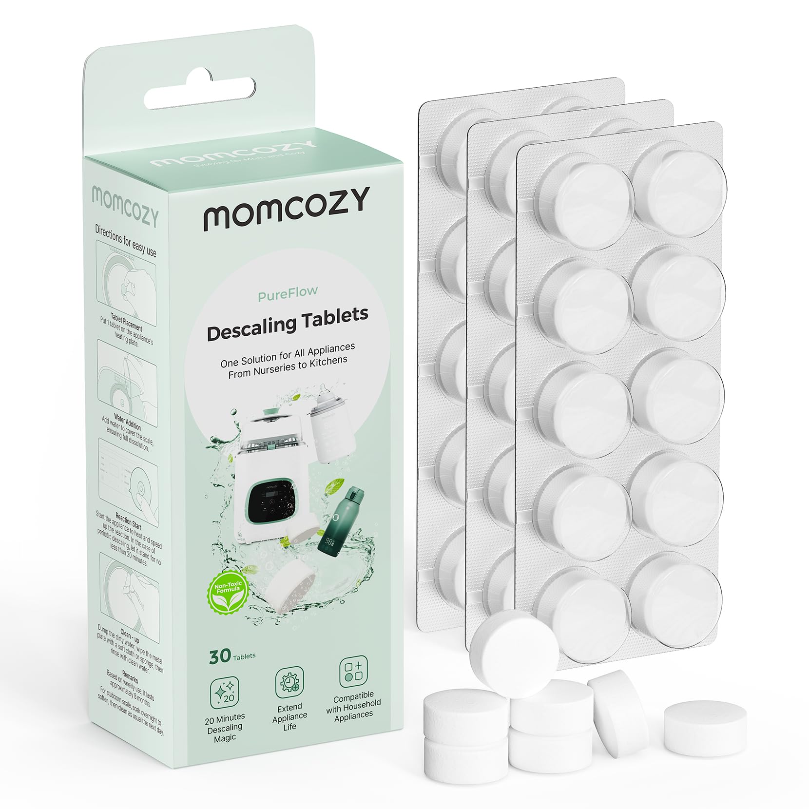 momcozy-official-descaling-tablets-for-kleanpal-pro-baby-bottle-washer-30-count- image 1