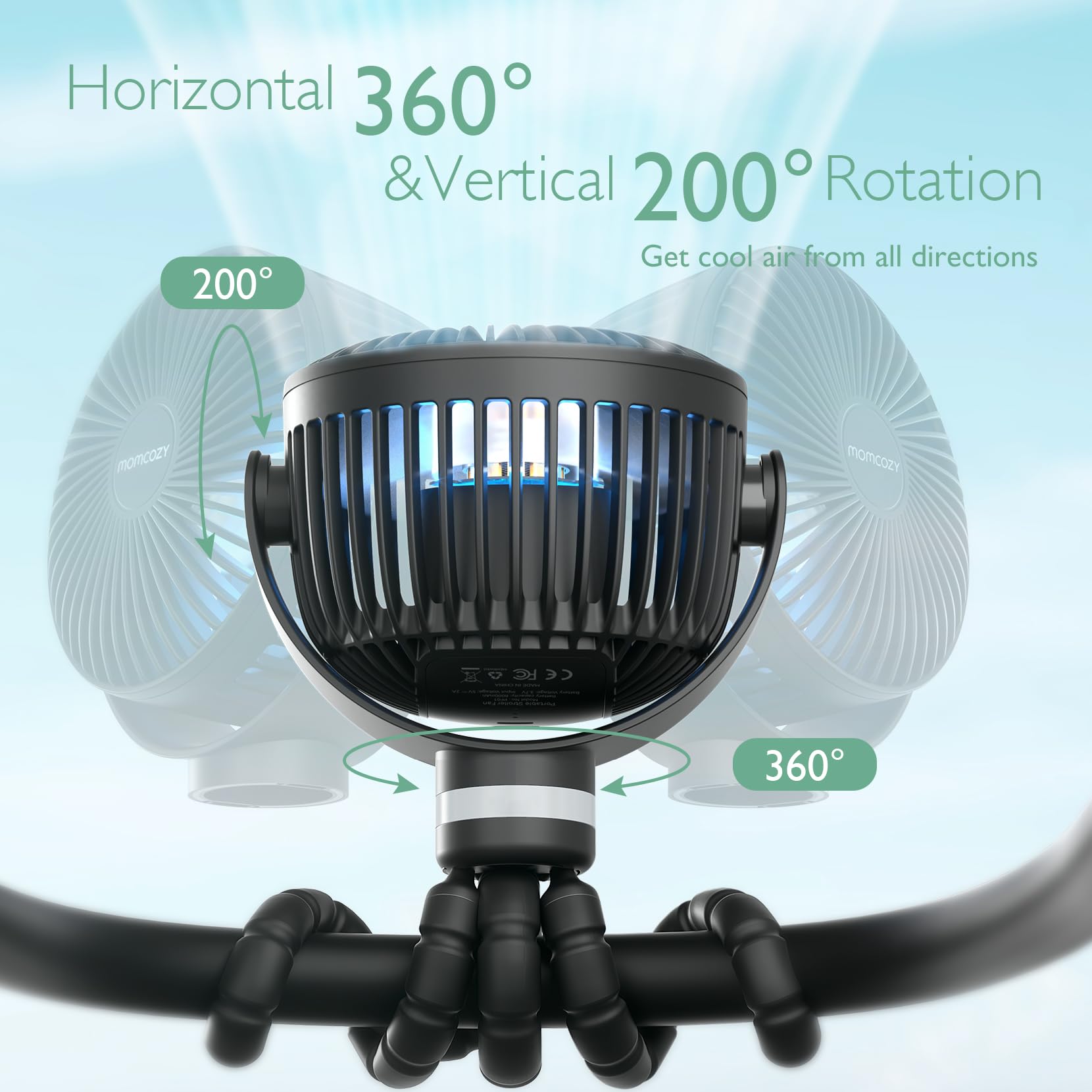 momcozy-8000mah-portable-stroller-fan-with-27h-battery-360-rotation-4-speeds-led image 7