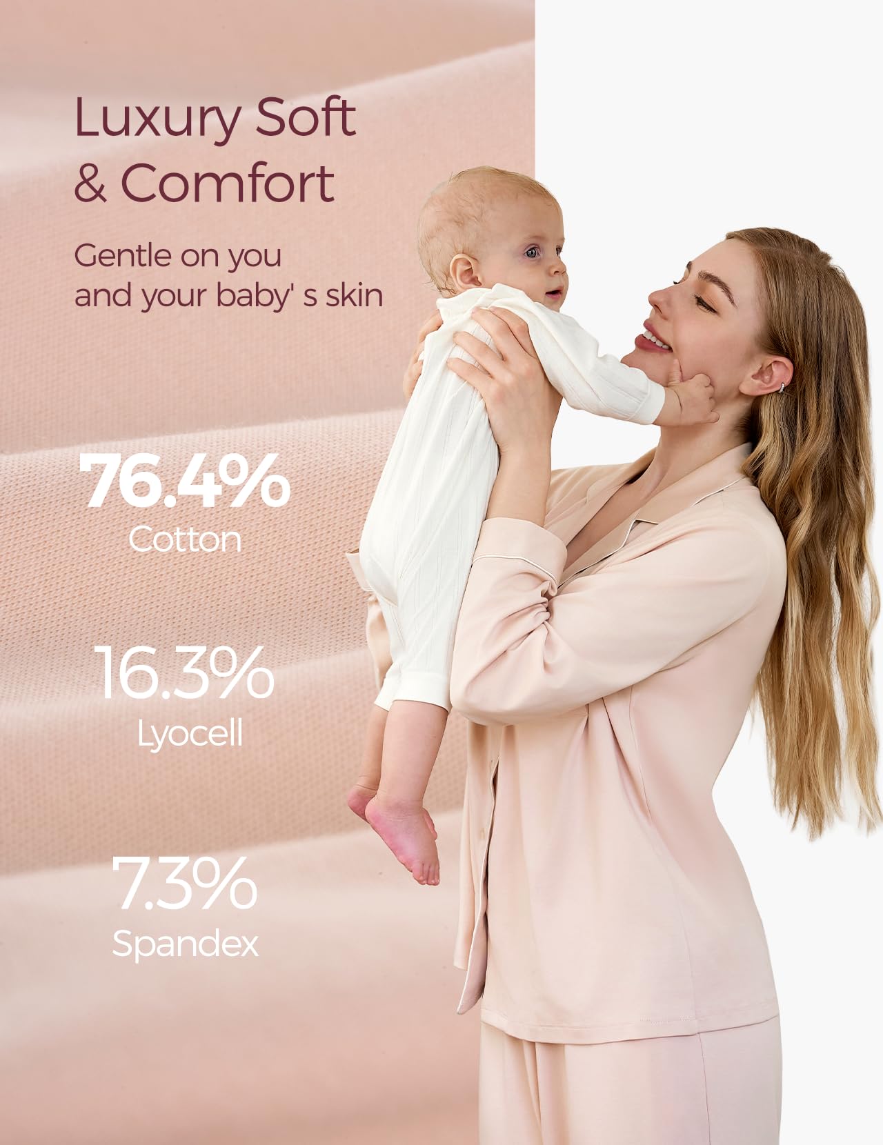 momcozy-postpartum-nursing-pajama-set-2-piece-long-sleeve-v-neck-button-down-cot image 4