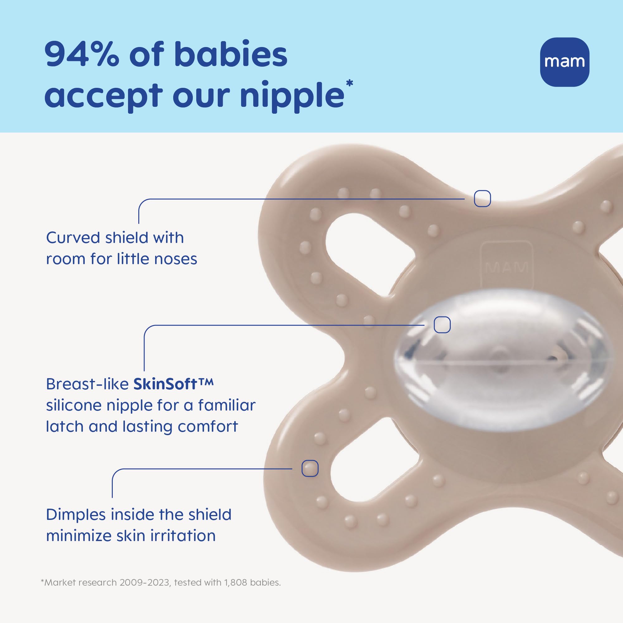 mam-original-start-newborn-pacifiers-0-3-months-skinsoft-silicone-2-pack image 3