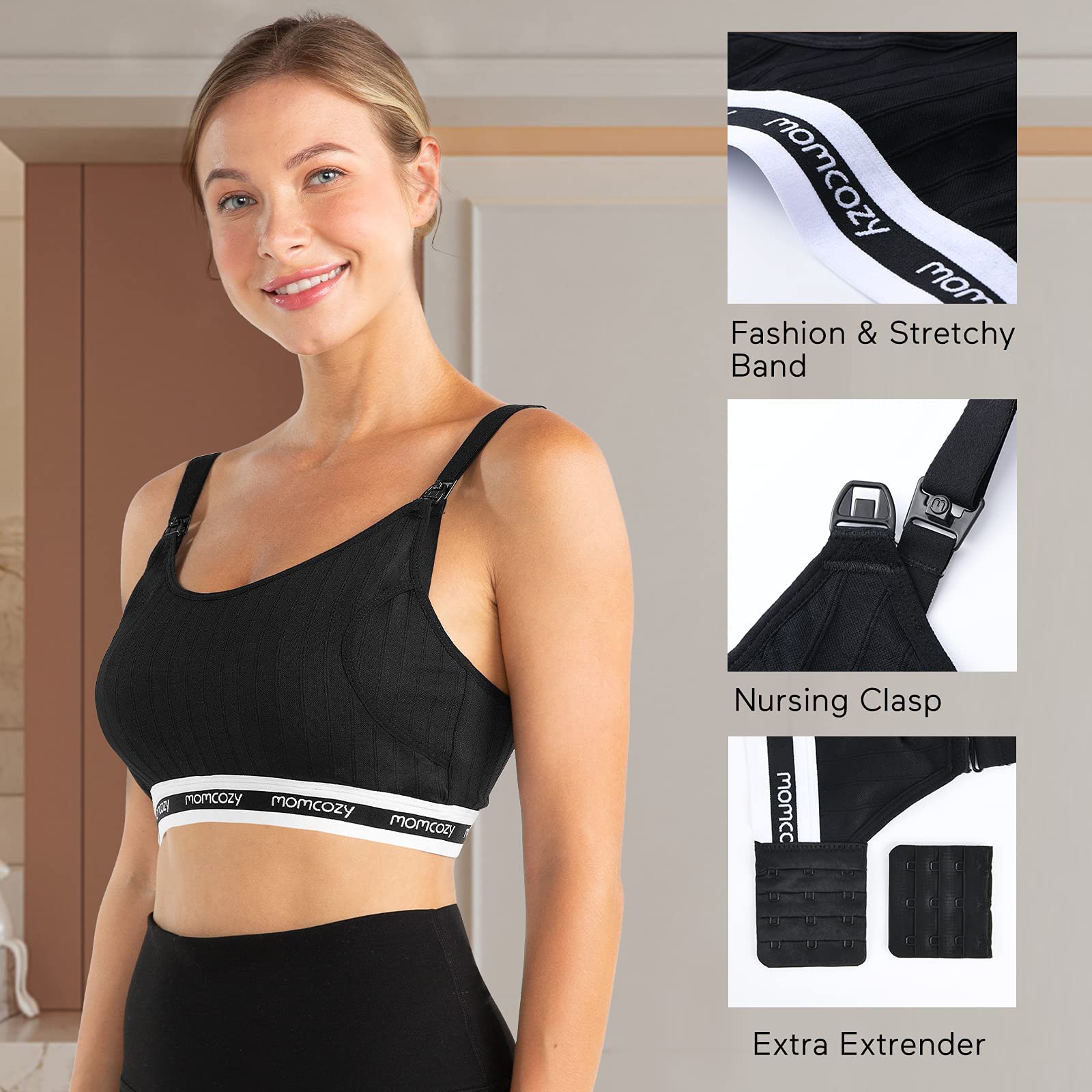 momcozy-seamless-pumping-bra-hands-free-comfortable-nursing-pumping-bra-large-bl image 5