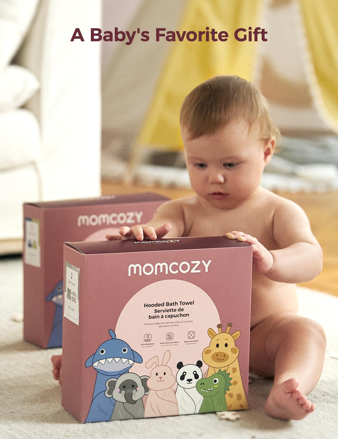 momcozy-baby-bath-towels-with-visualize-health-label-ultra-soft-absorbent-coral- image 8