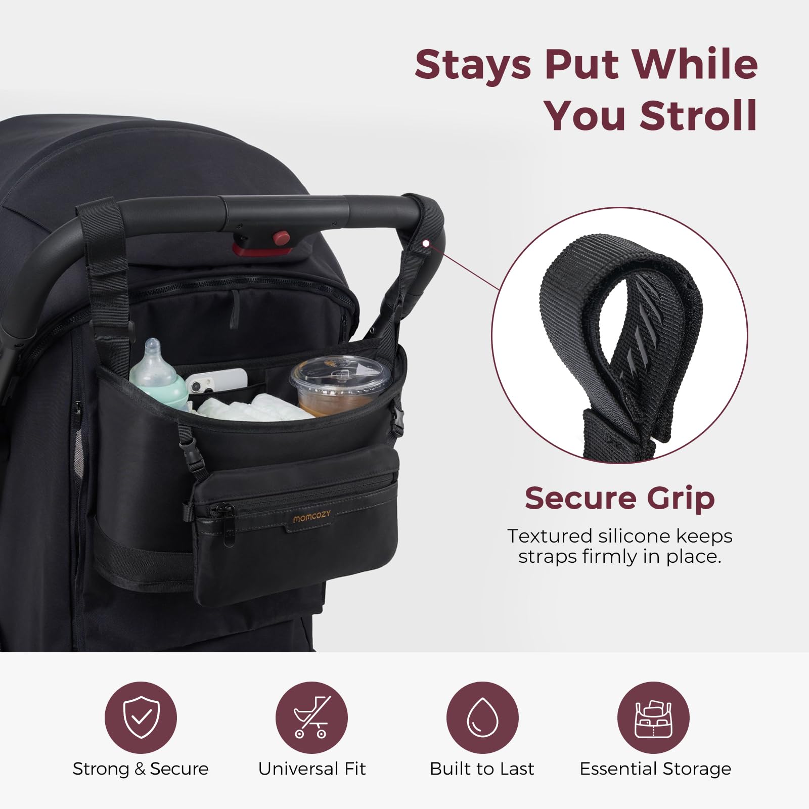 momcozy-universal-stroller-organizer-stroller-caddy-with-insulated-cup-holders-s image 3