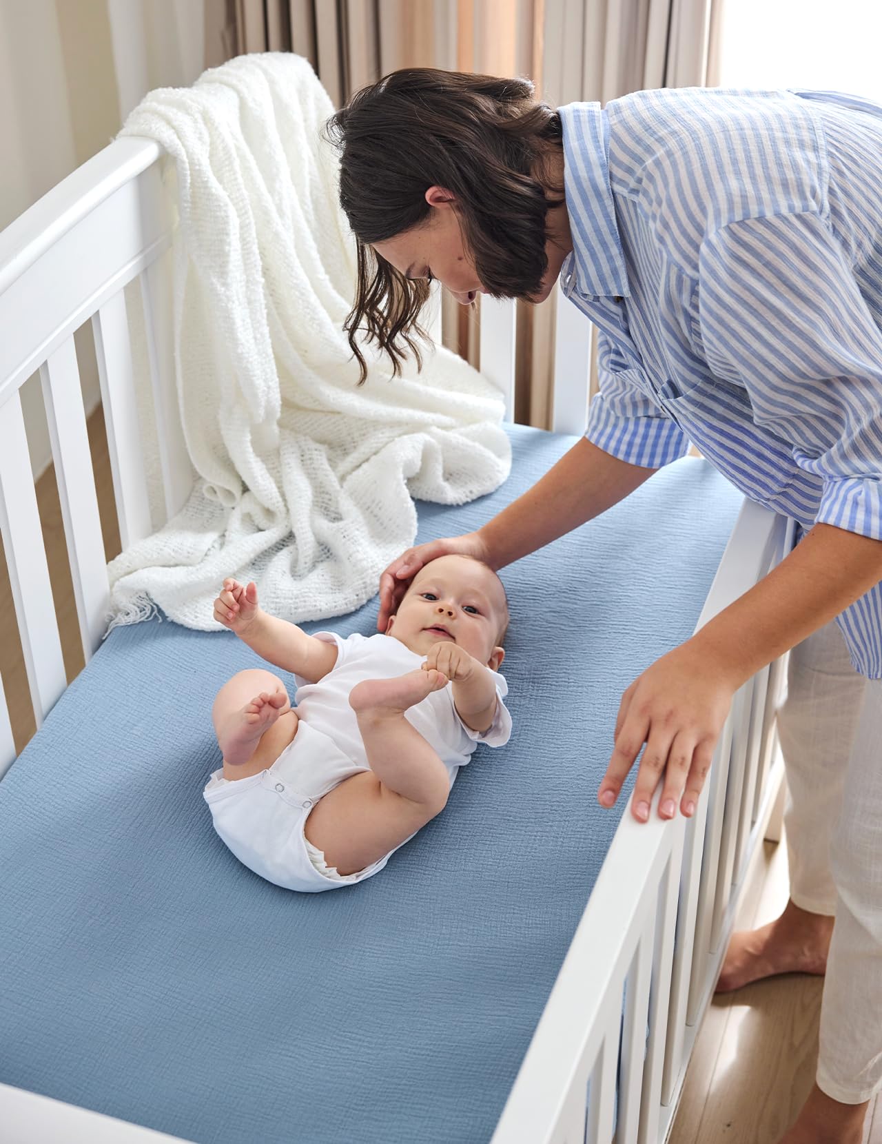 momcozy-muslin-standard-fitted-crib-sheets-52-x28-2-pack-soft-breathable-natural image 7