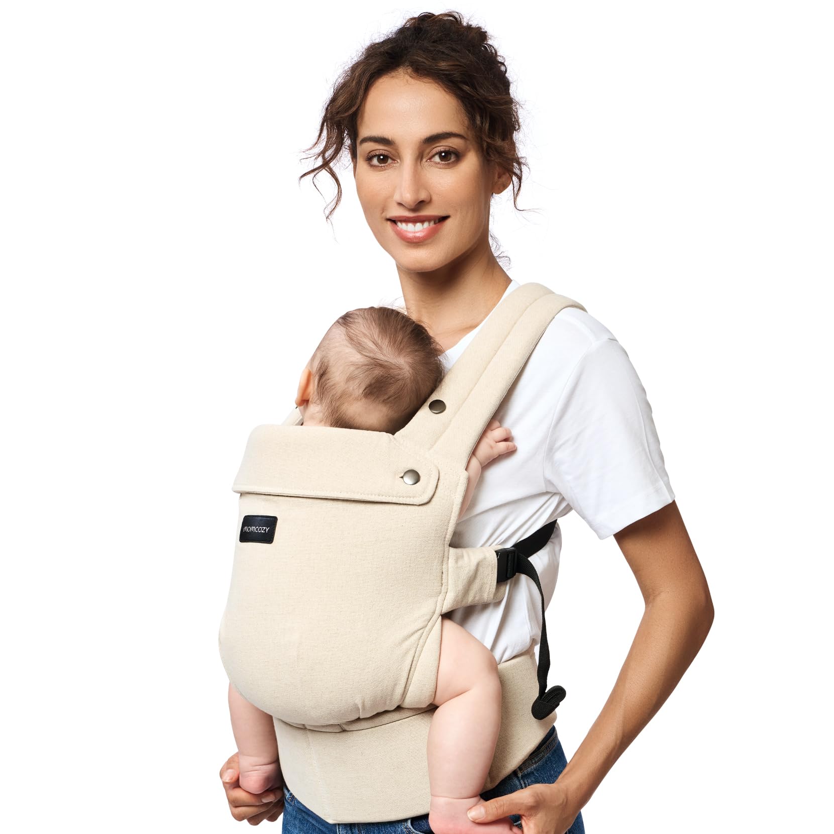 momcozy-baby-carrier-with-cotton-linen-ergonomic-design-7-45-lbs-sage-green image 8