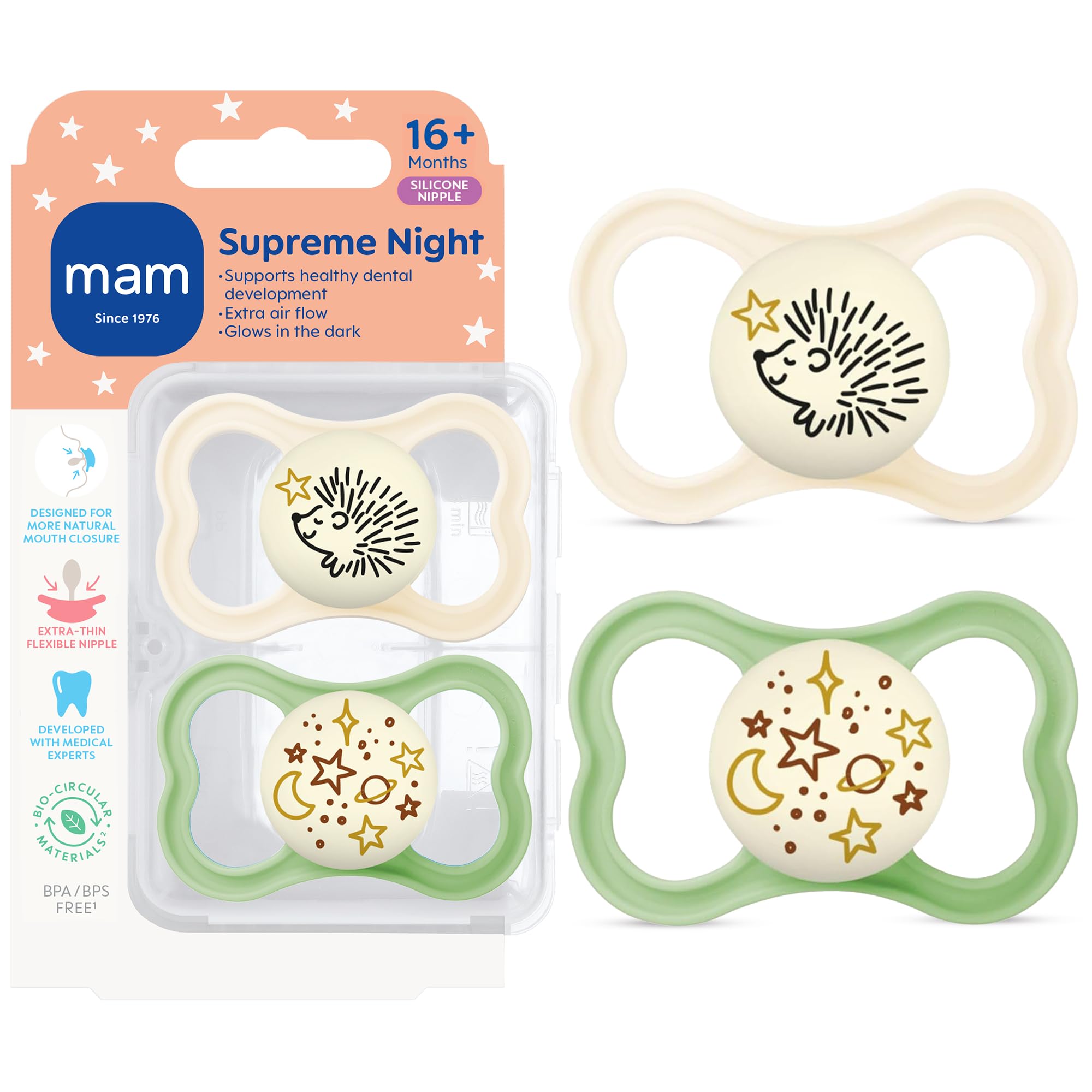 mam-supreme-baby-pacifier-16-months-2-pack-glow-in-the-dark image 6