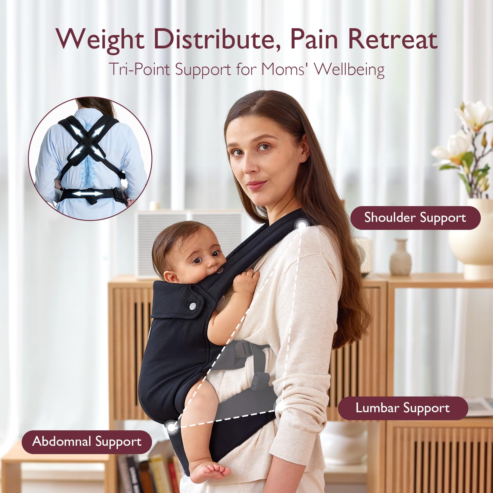momcozy-baby-wraps-carrier-with-baby-carrier-classic-adjustable-x-small-to-x-lar image 6