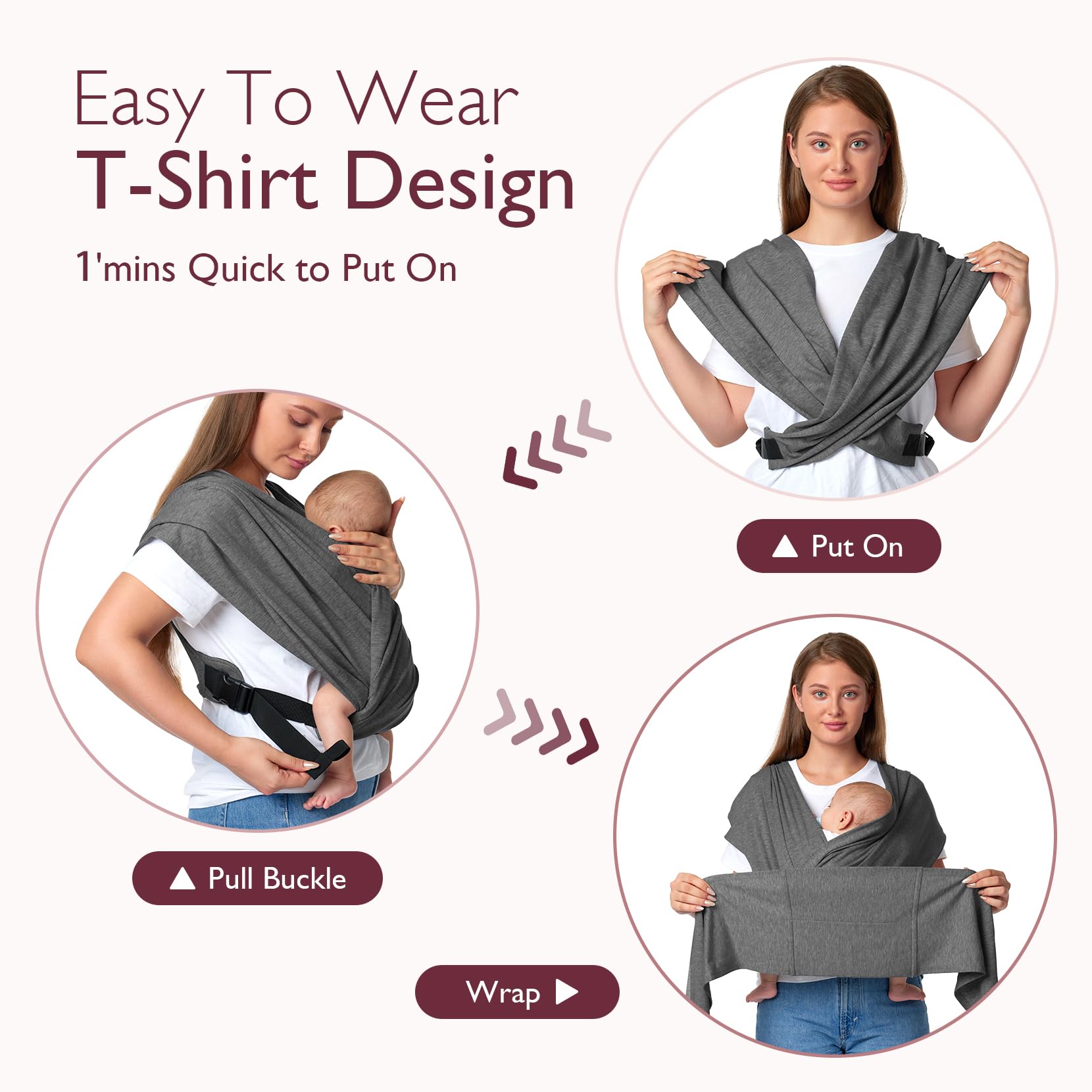 momcozy-baby-wrap-carrier-skin-friendly-fabric-adjustable-buckle-deep-grey-newbo image 5