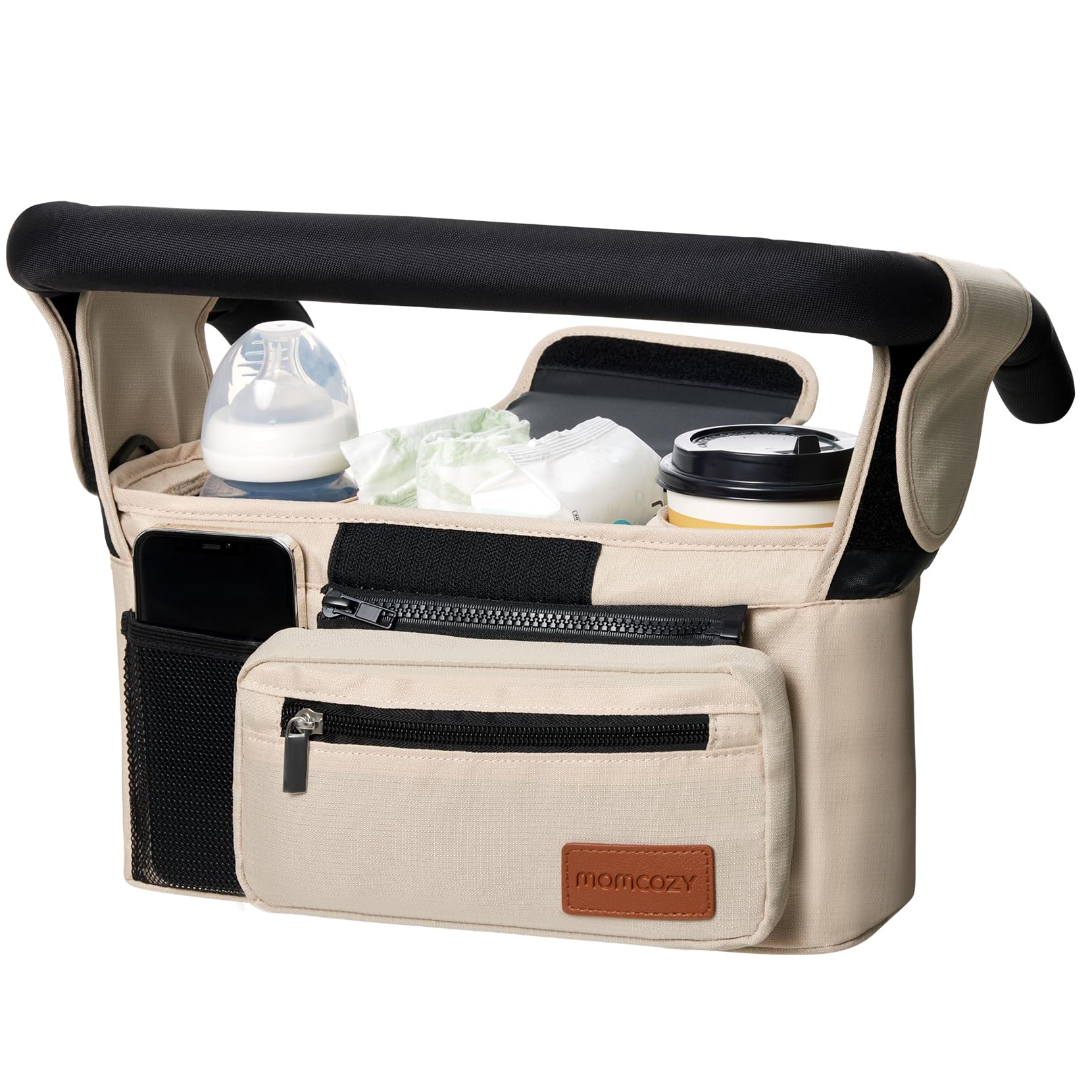 momcozy-universal-stroller-organizer-with-2-insulated-cup-holders-detachable-zip image 1