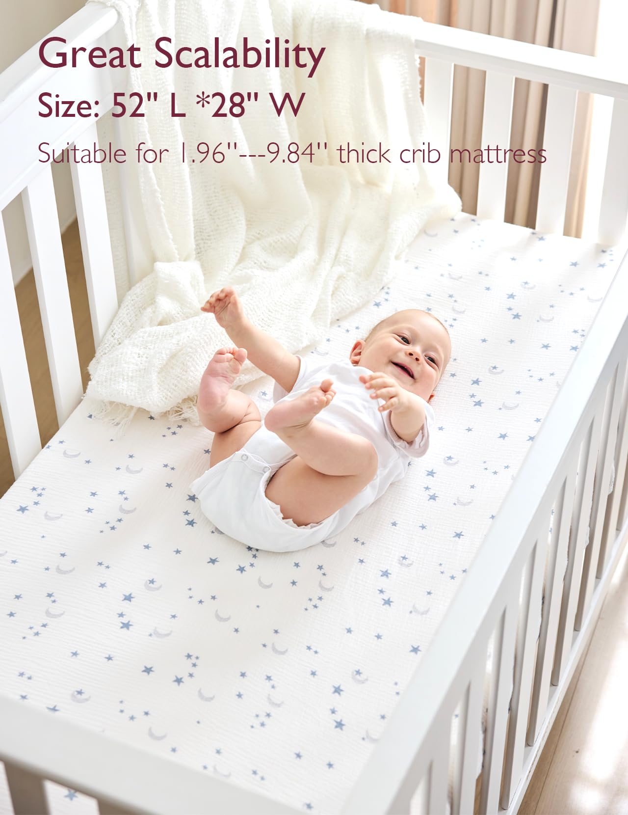 momcozy-muslin-standard-fitted-crib-sheets-52-x28-2-pack-soft-breathable-natural image 2