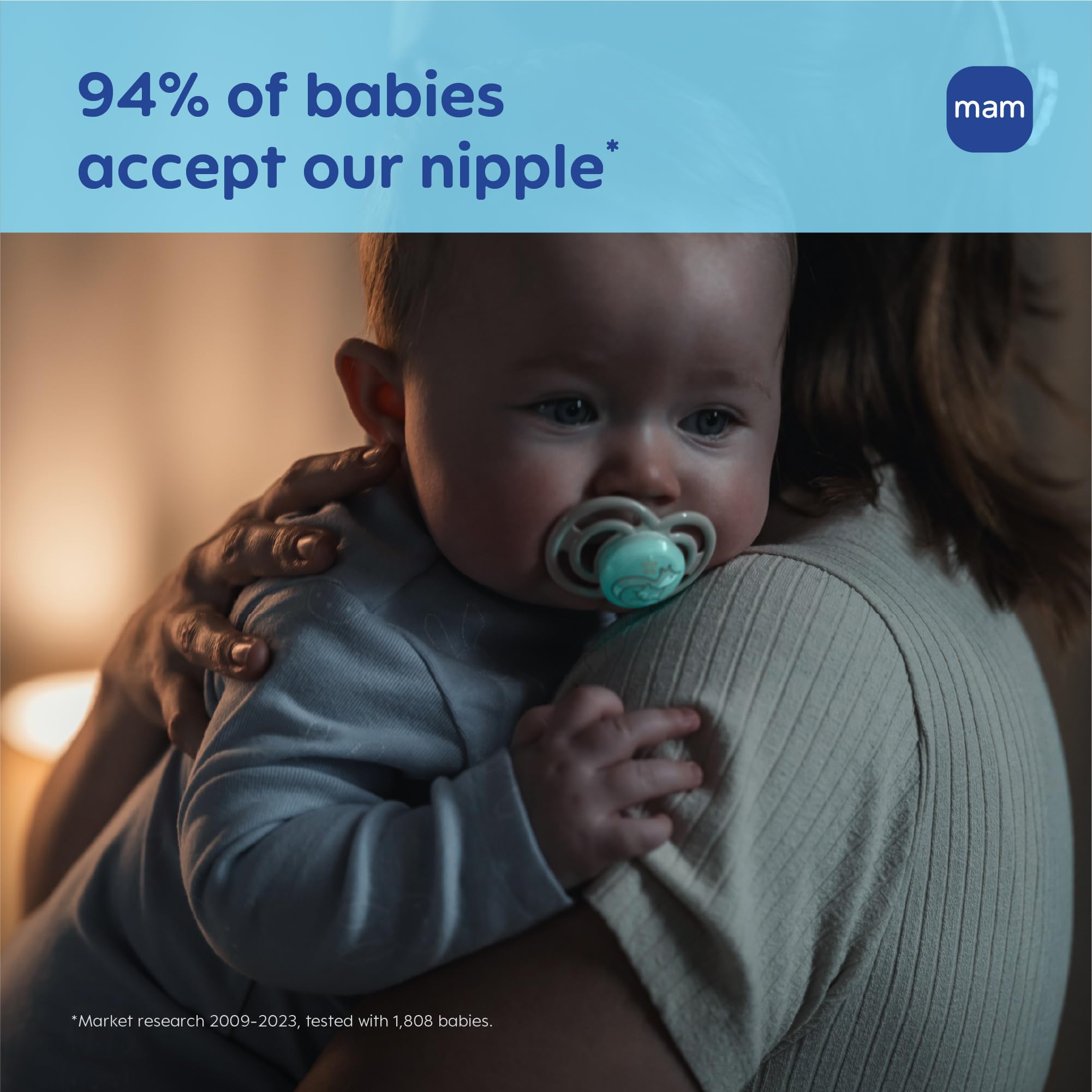 mam-perfect-baby-premium-pacifier-16-months-extra-thin-nipple-glow-in-the-dark-b image 6