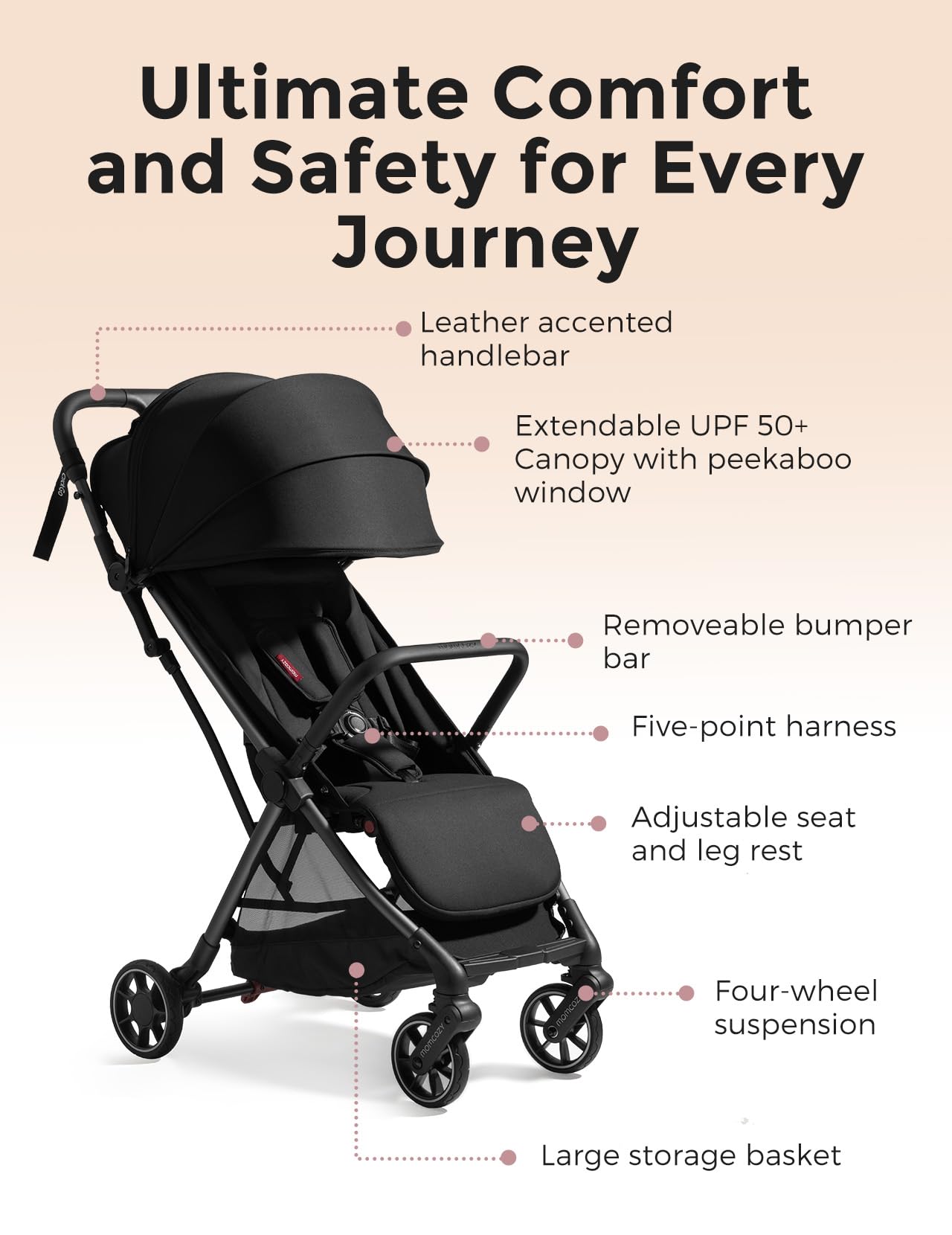 momcozy-clickgo-lightweight-travel-stroller-airline-approved-one-click-fold image 5