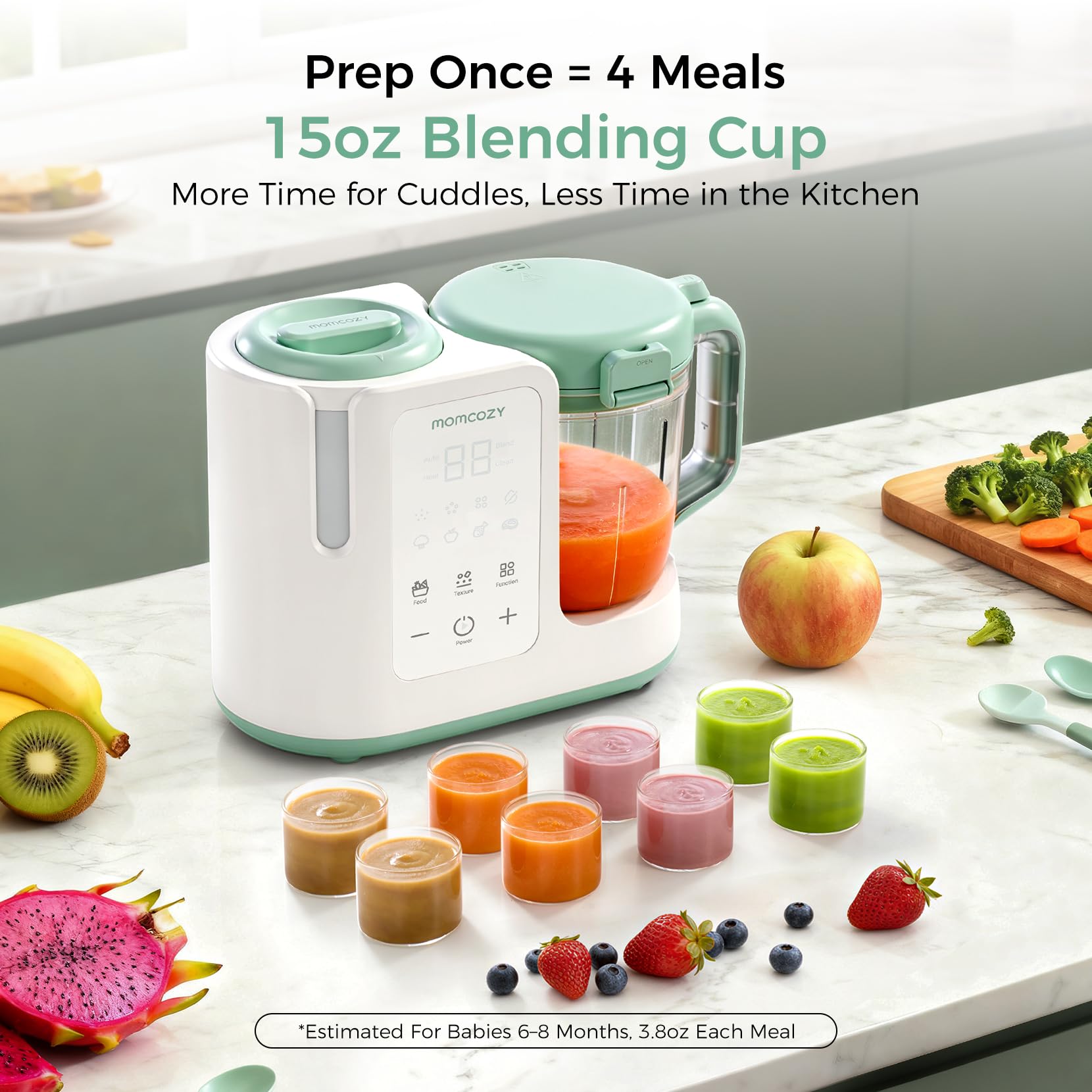 momcozy-automeal-baby-food-maker-one-step-steam-blend-15oz-cup-6-blade-self-clea image 6