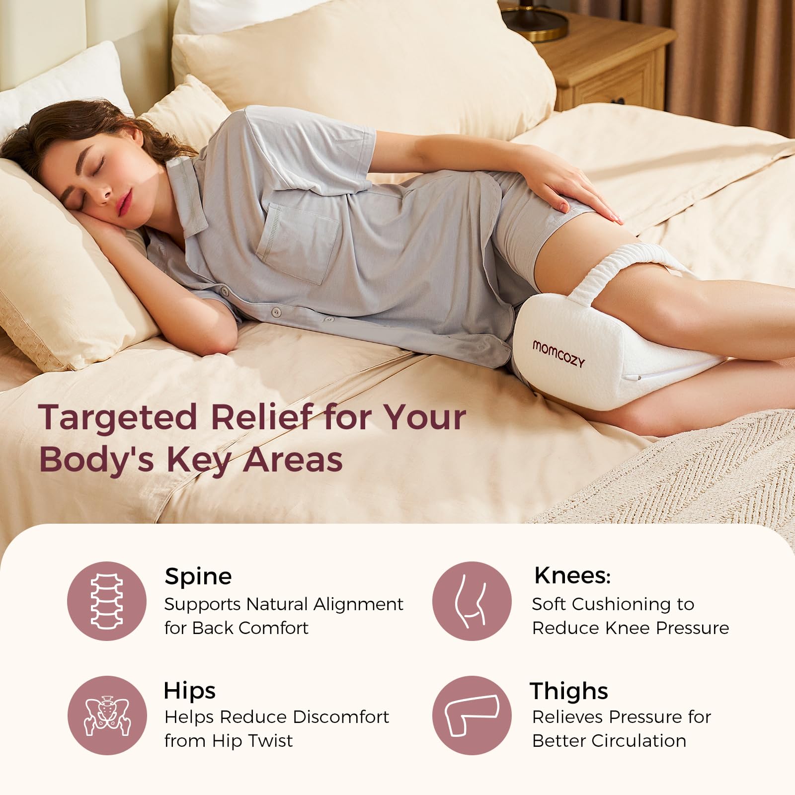 momcozy-knee-pillow-for-side-sleepers-soft-memory-foam-pinch-free-design-relieve image 2