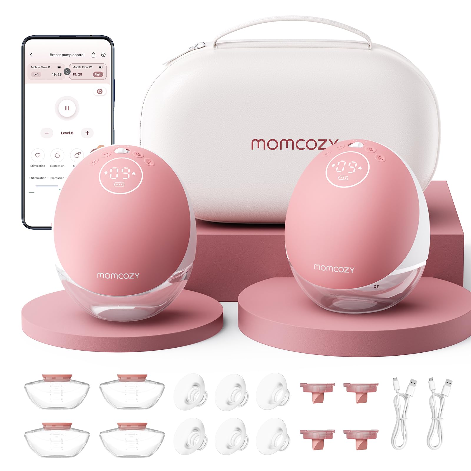 momcozy-m9-wearable-breast-pump-2-pack-with-app-control-24mm-flanges image 1