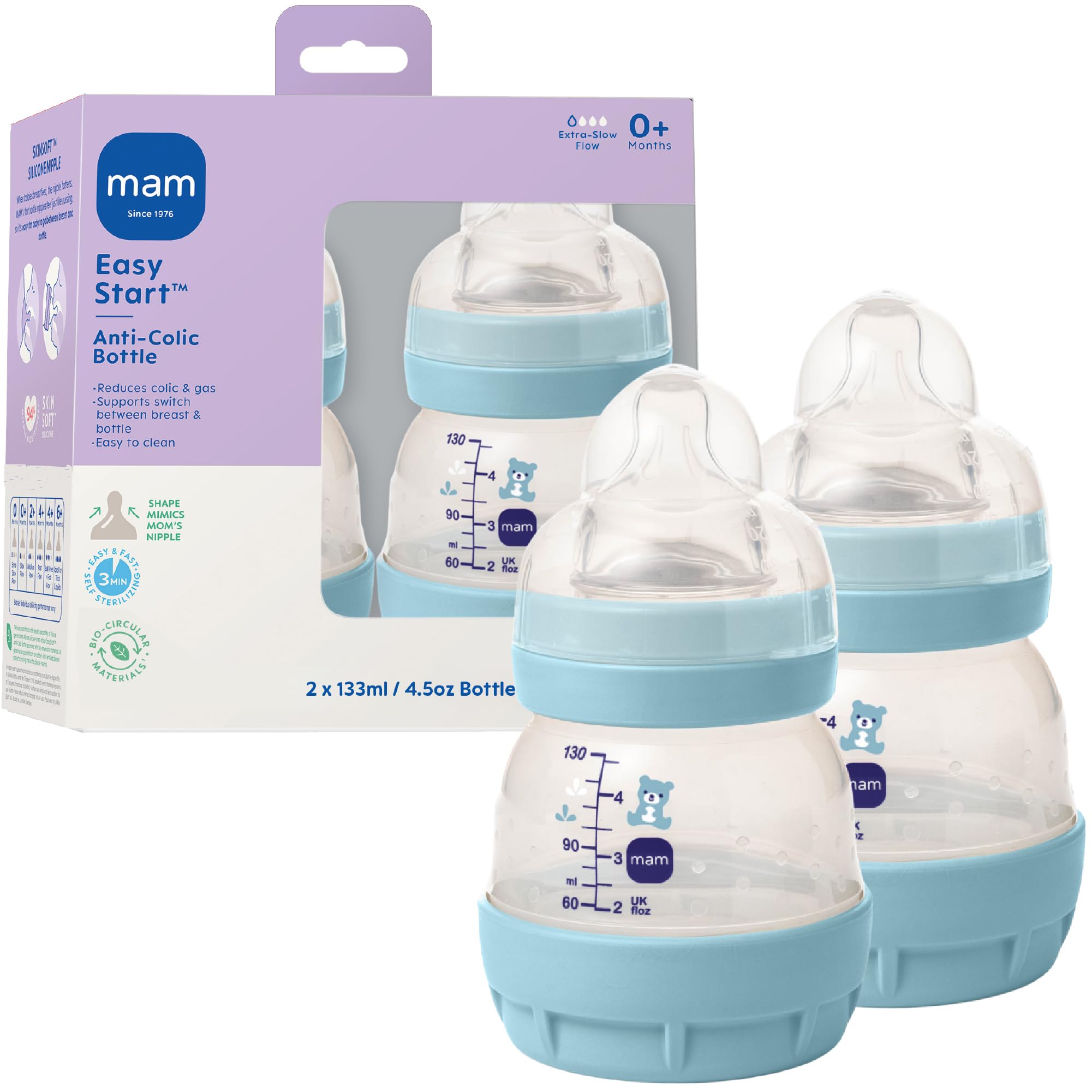 mam-easy-start-anti-colic-vented-baby-bottle-4-5oz-2-pack-boy-extra-slow-flow-0- image 1