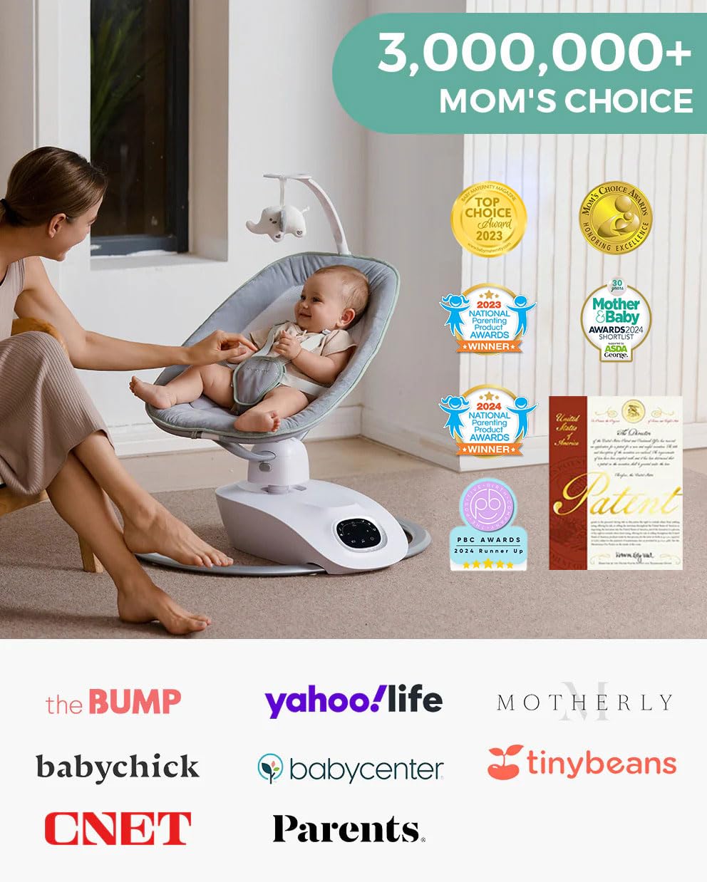 momcozy-cocosway-electric-baby-swing-180-rotating-seat-6-motions-4-speeds-remote image 8