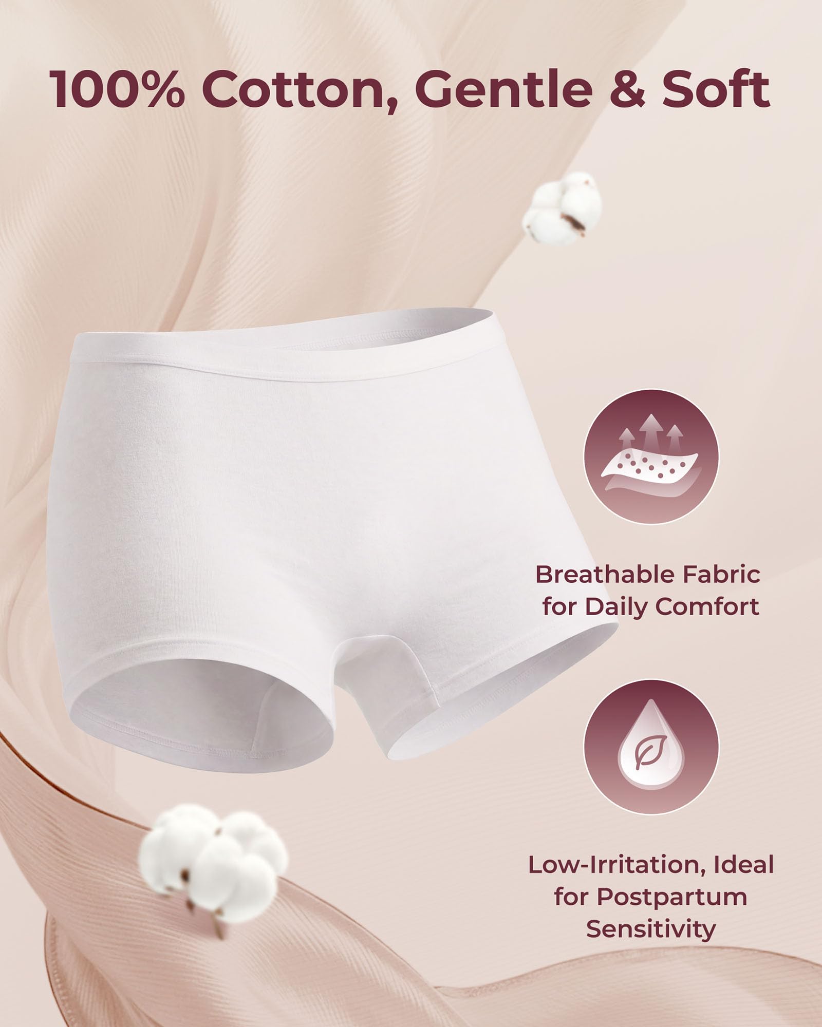 momcozy-7-pack-100-cotton-postpartum-underwear-for-women-breathable-mid-high-wai image 3
