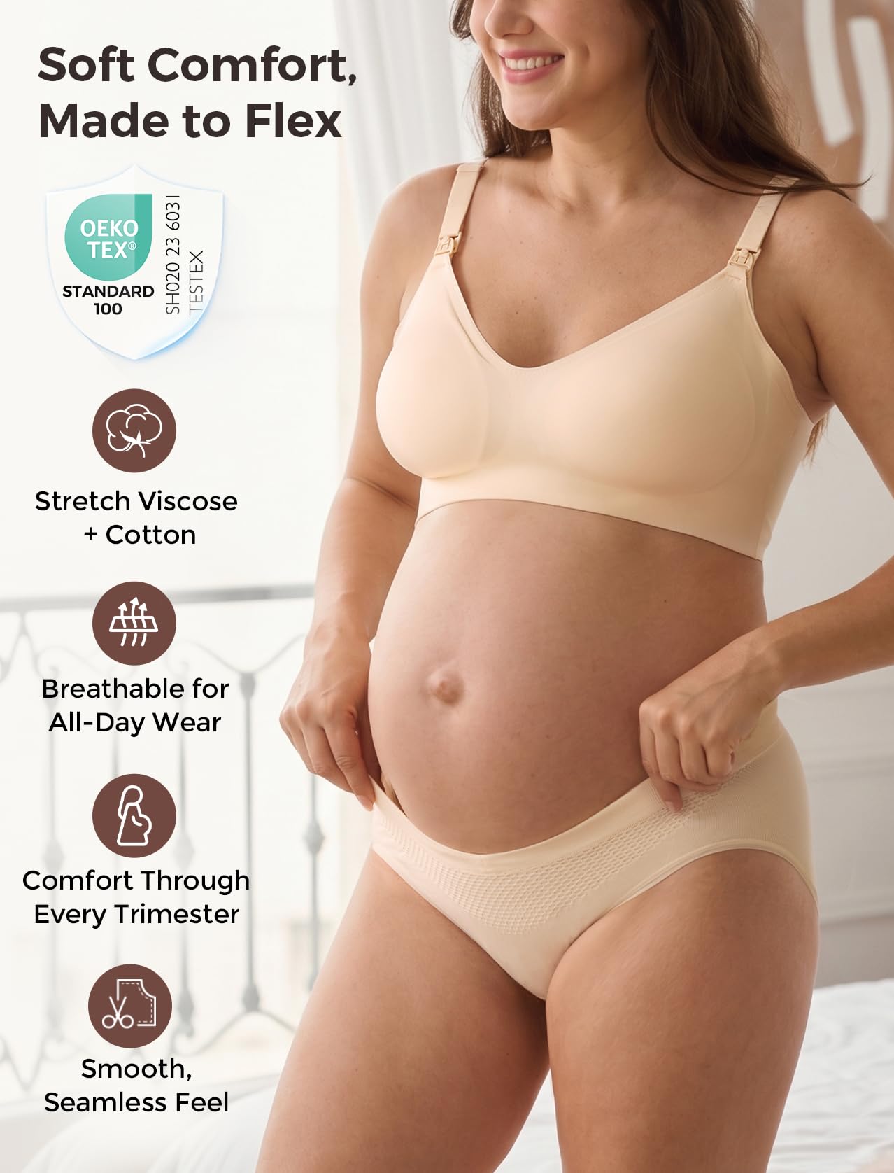 momcozy-maternity-underwear-v-front-seamless-maternity-panties-cotton-gusset-pre image 2