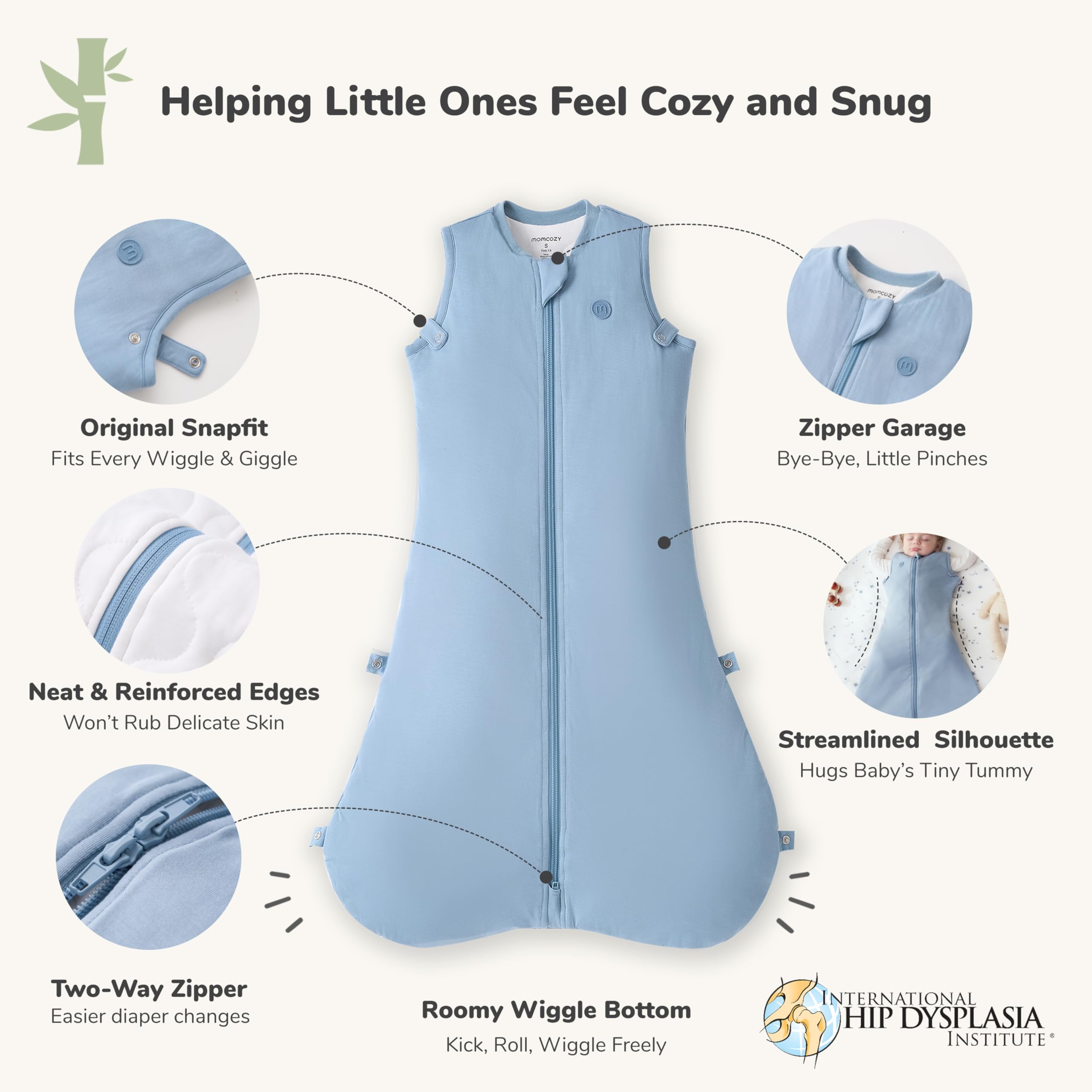 momcozy-sleep-sack-for-baby-0-6-months-1-5-tog-wearable-blanket-adjustable-snapf image 2