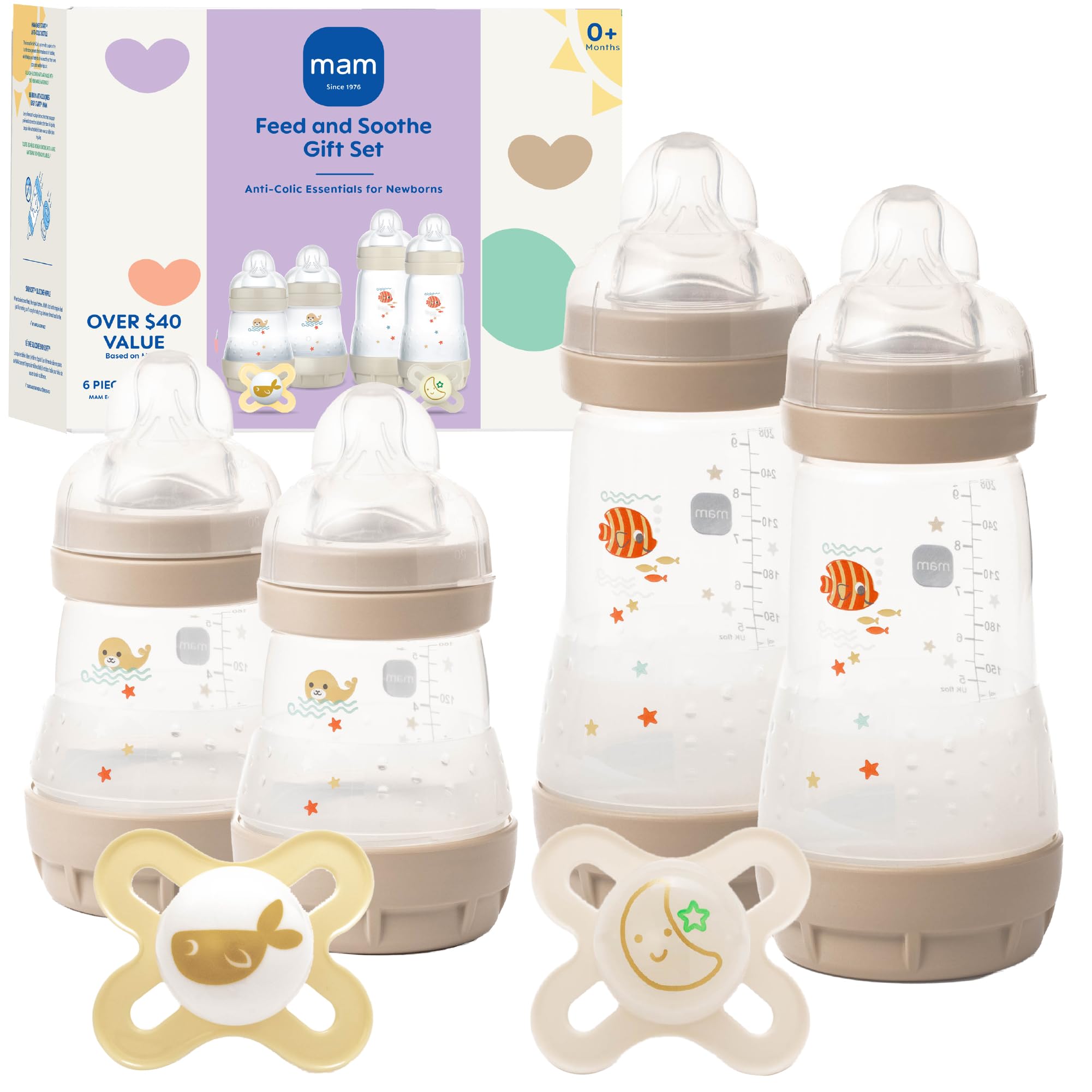 mam-easy-start-anti-colic-baby-bottle-starter-set-4-bottles-2x5oz-2x9oz-2-pacifi image 1