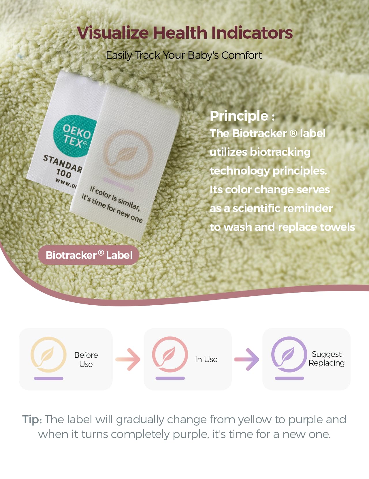 momcozy-baby-bath-towels-with-visualize-health-label-ultra-soft-absorbent-coral- image 6