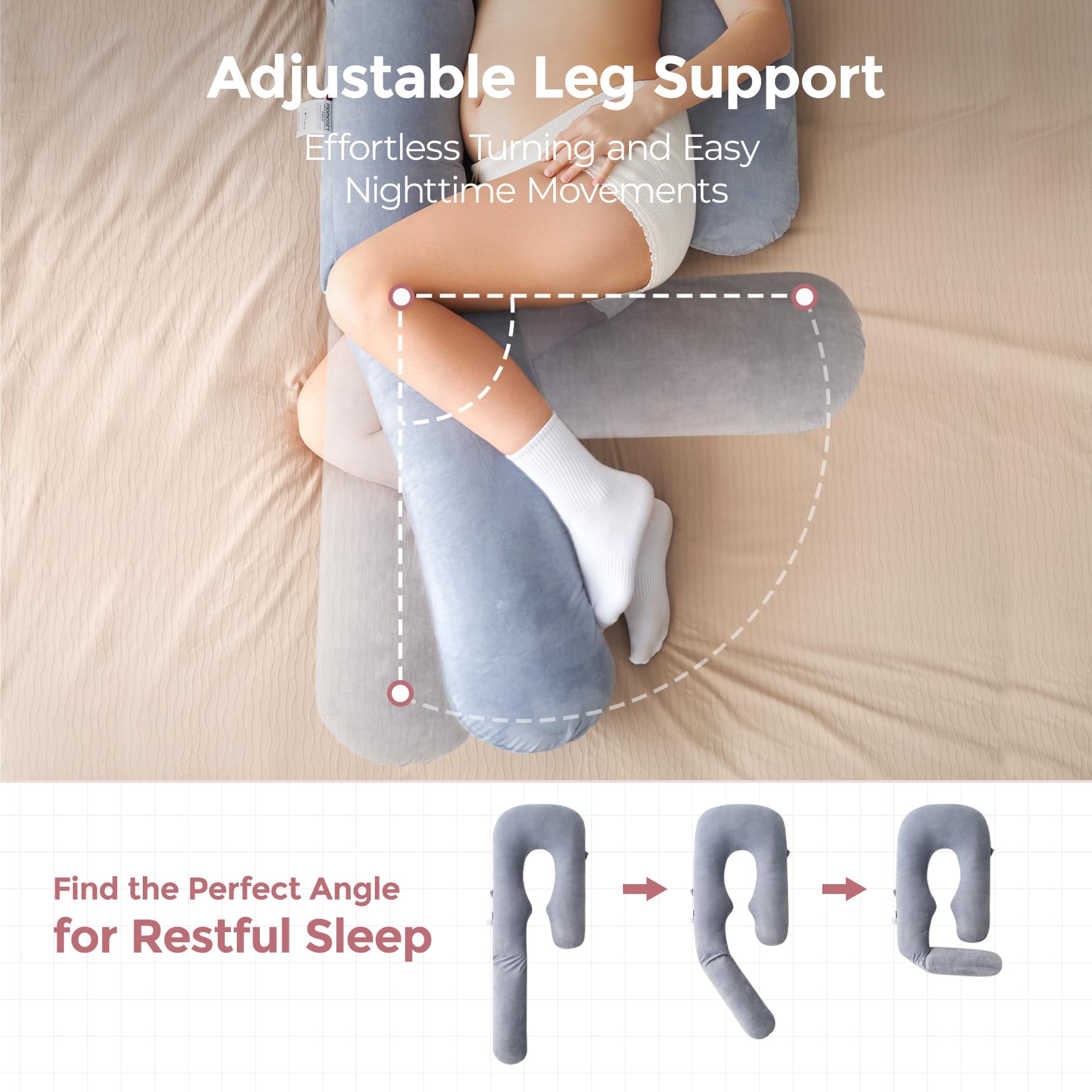 momcozy-dreamlign-u-pro-maternity-pillow-with-adjustable-leg-pillow-full-body-su image 4