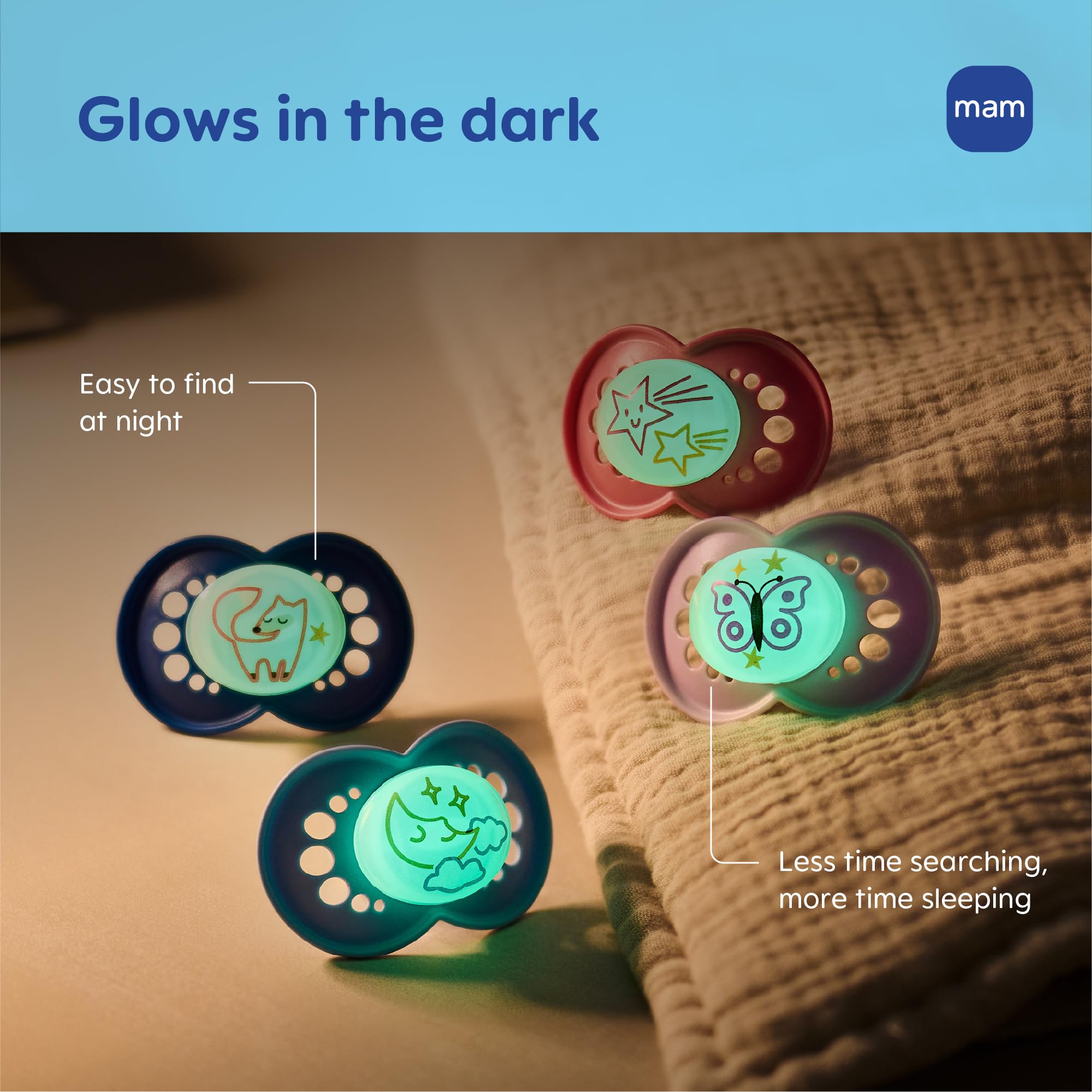 mam-original-baby-pacifiers-6-16-months-glow-in-the-dark-2-pack-with-sterilizer- image 5