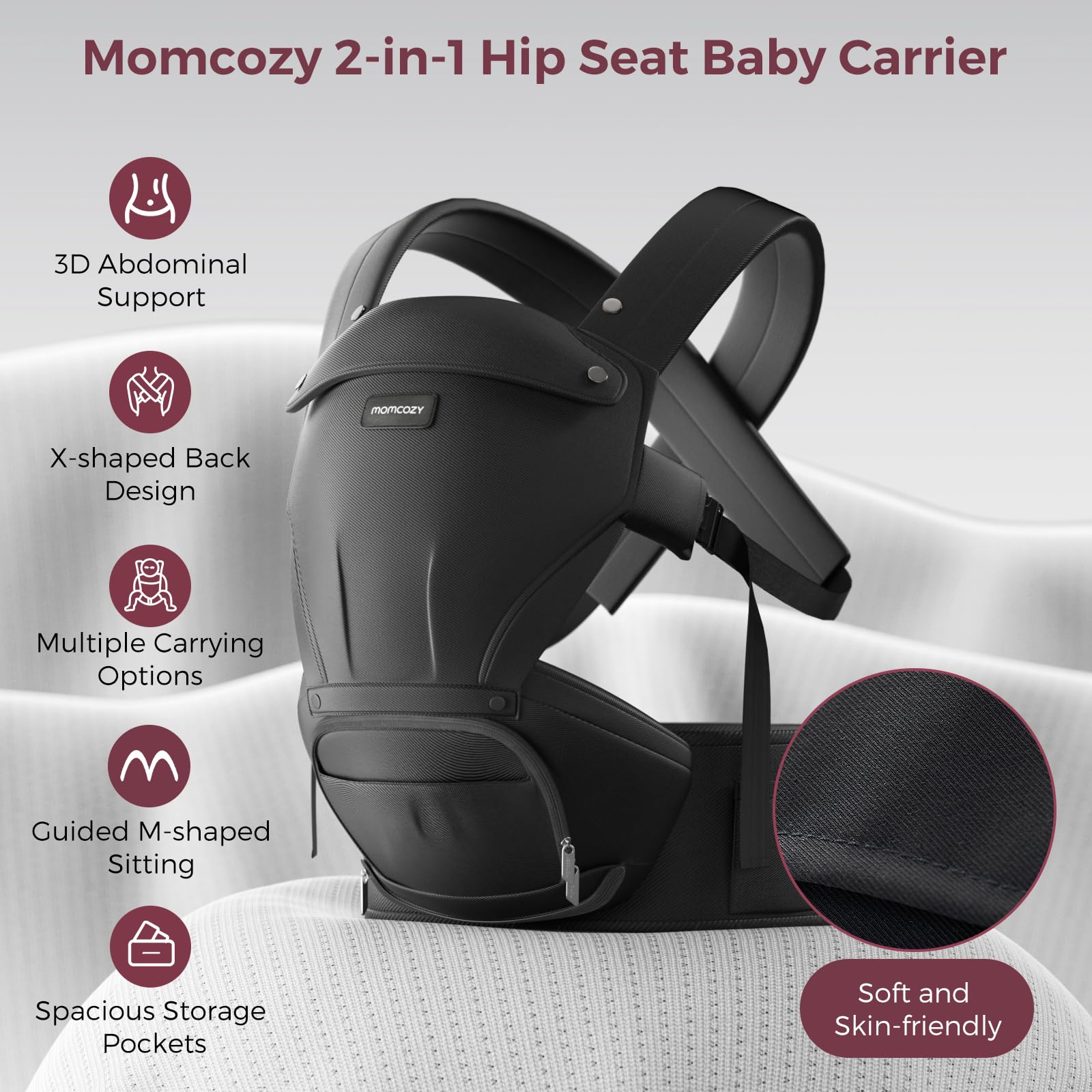 momcozy-baby-carrier-with-hip-seat-detachable-hands-free-plus-size-extender-wais image 2