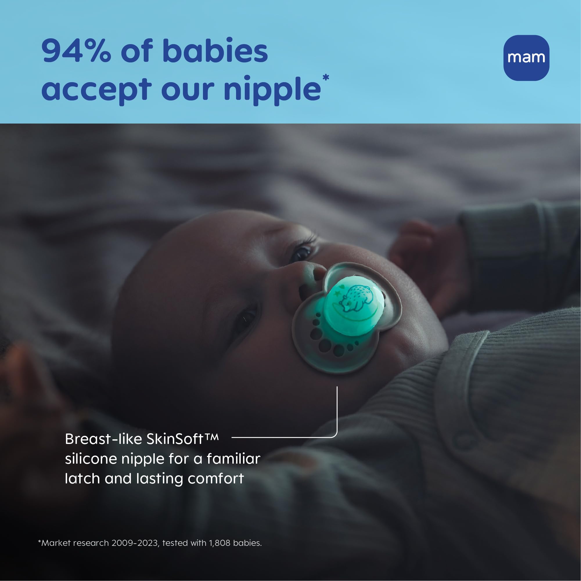 mam-original-baby-pacifiers-6-16-months-glow-in-the-dark-2-pack-with-sterilizer- image 6