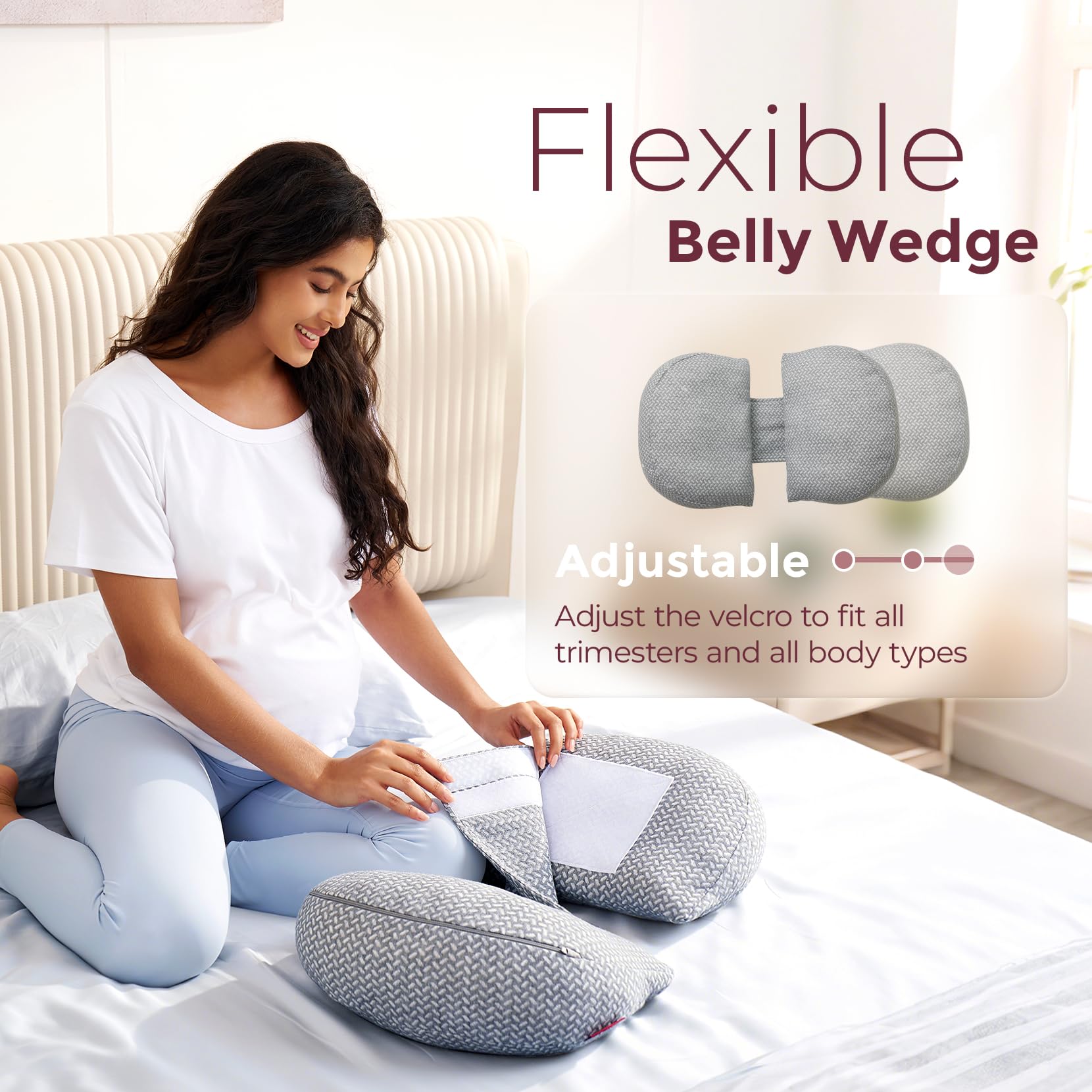 momcozy-memory-foam-portable-pregnancy-pillow-w-shaped-adjustable-maternity-wedg image 7