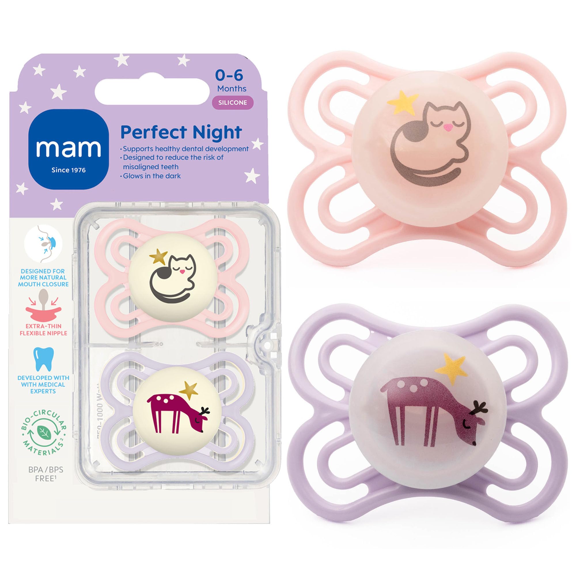 mam-perfect-baby-pacifier-0-6-months-extra-thin-nipple-2-pack-with-sterilizer-ca image 8