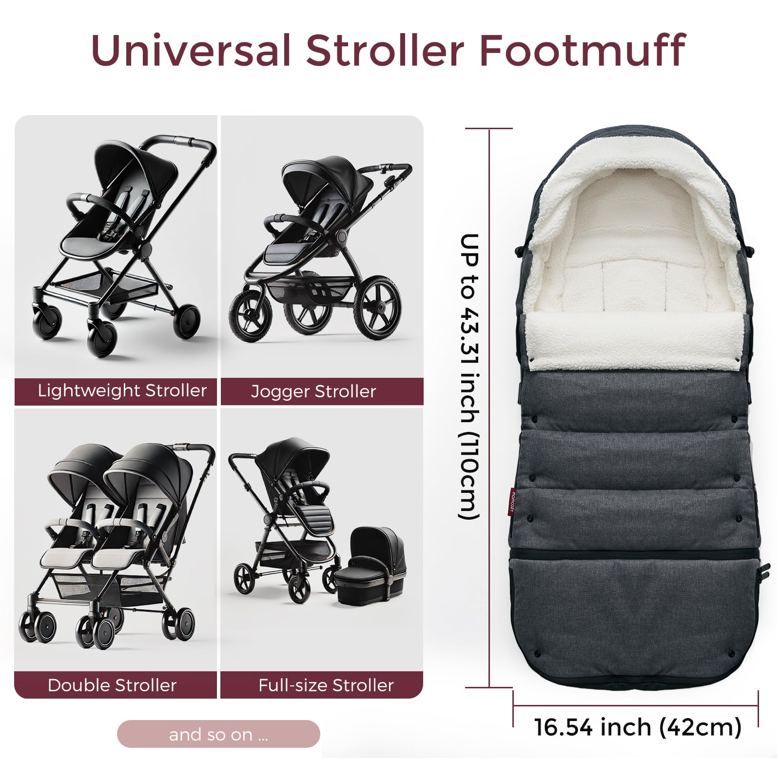 momcozy-universal-stroller-footmuff-weather-proof-sleeping-bag-with-adjustable-f image 5