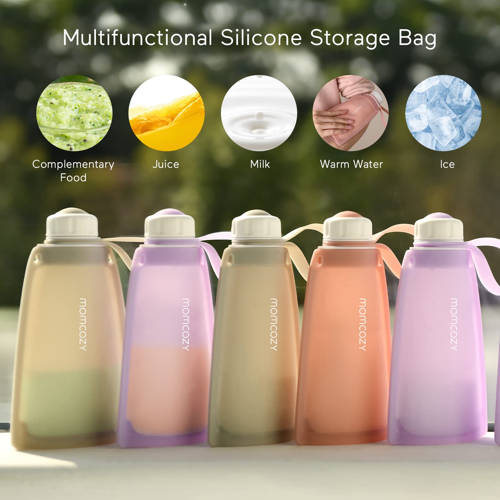 momcozy-silicone-breastmilk-storage-bags-reusable-8-5oz-5-pack-leak-proof-bpa-fr image 6