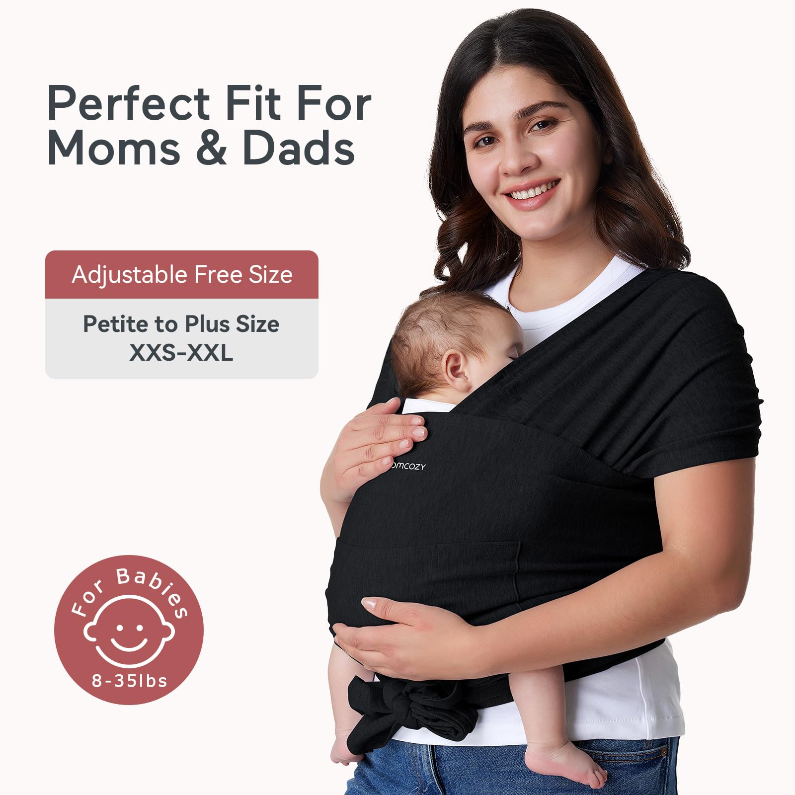 momcozy-baby-wraps-carrier-with-baby-carrier-classic-adjustable-x-small-to-x-lar image 3
