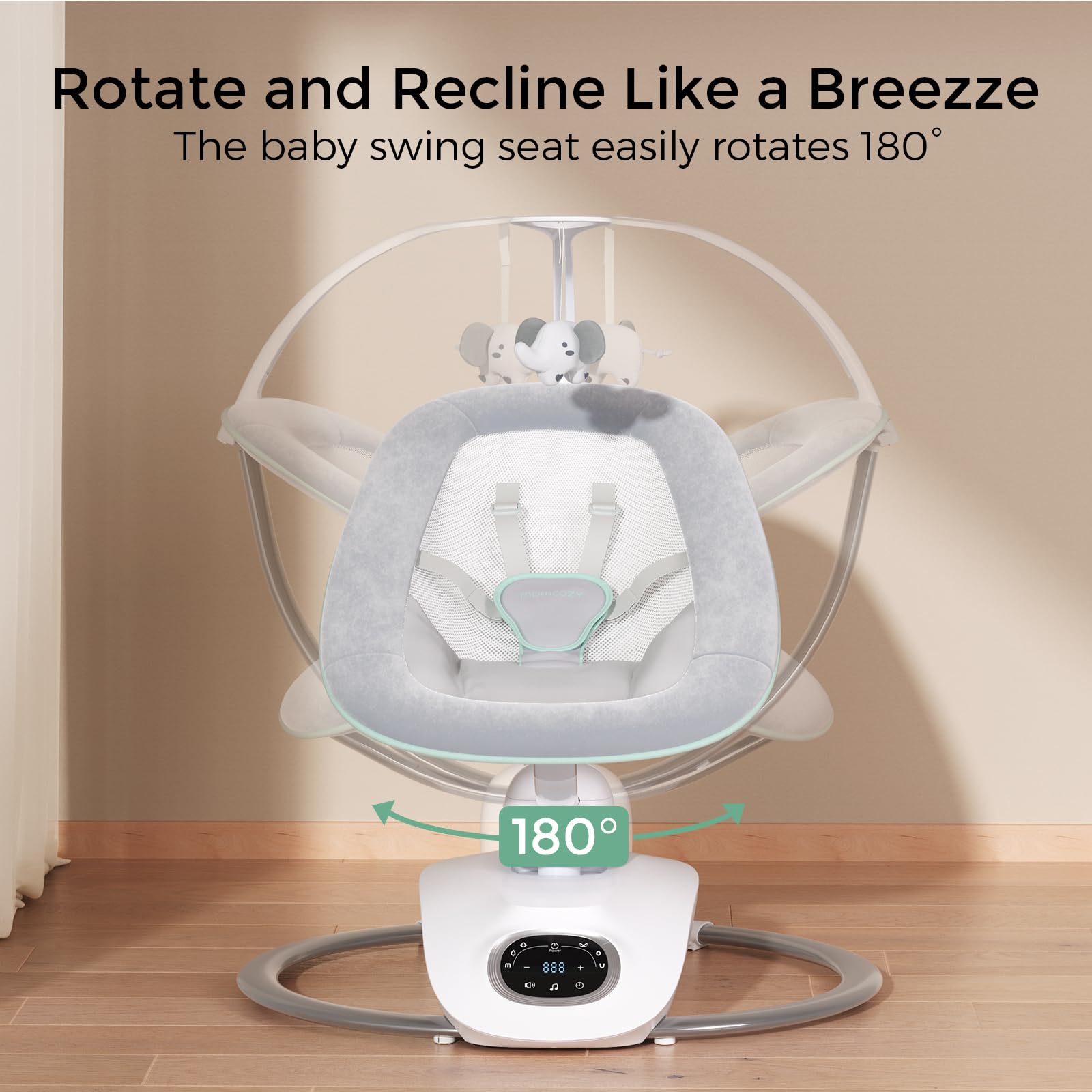 momcozy-cocosway-electric-baby-swing-180-rotating-seat-6-motions-4-speeds-remote image 5