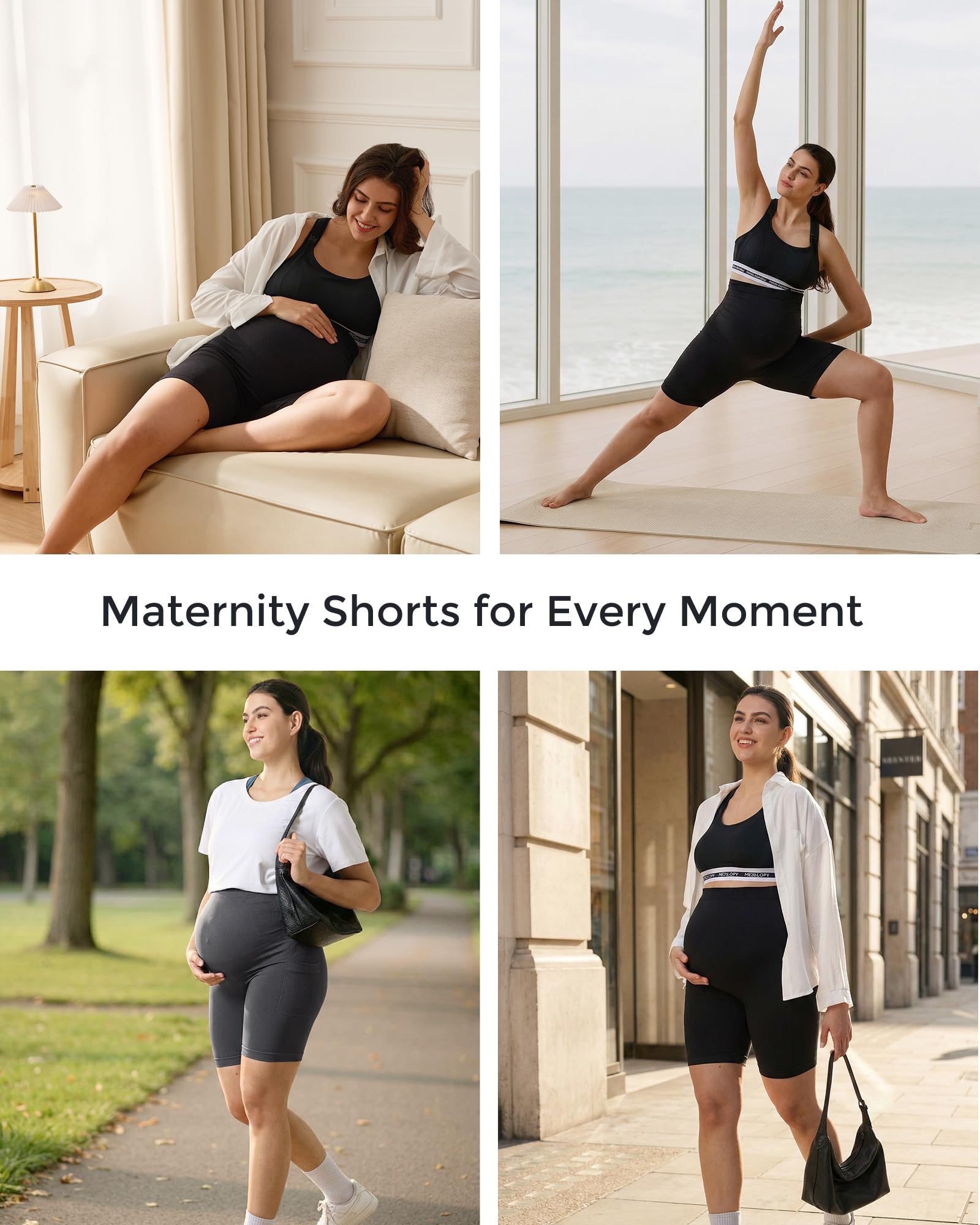 momcozy-women-seamless-knit-maternity-biker-shorts-with-pocket-6-over-belly-high image 8