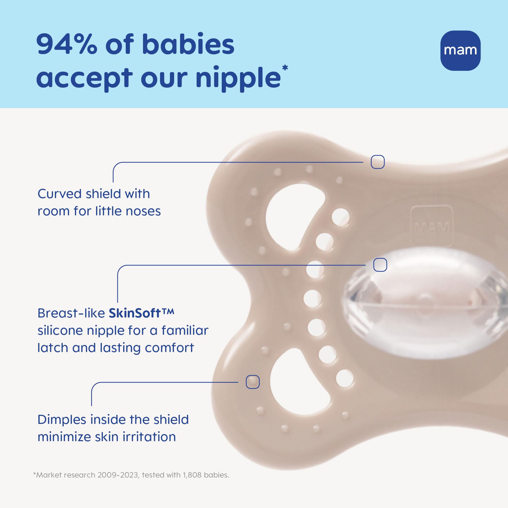 mam-original-matte-baby-pacifiers-0-6-months-2-pack-bpa-free-skinsoft-silicone-o image 3