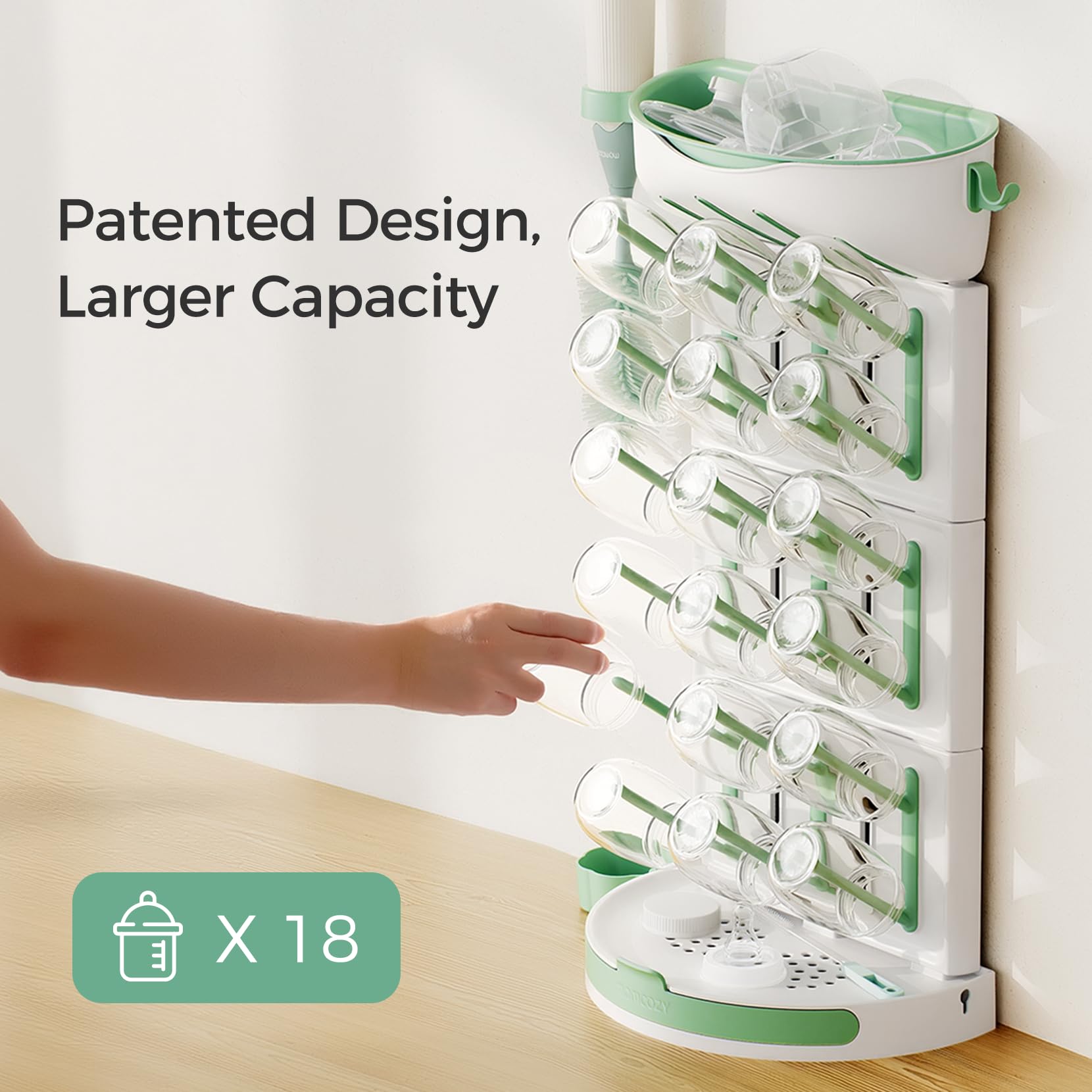 momcozy-diy-larger-bottle-drying-rack-for-18-bottles-bottle-brush-kit image 2
