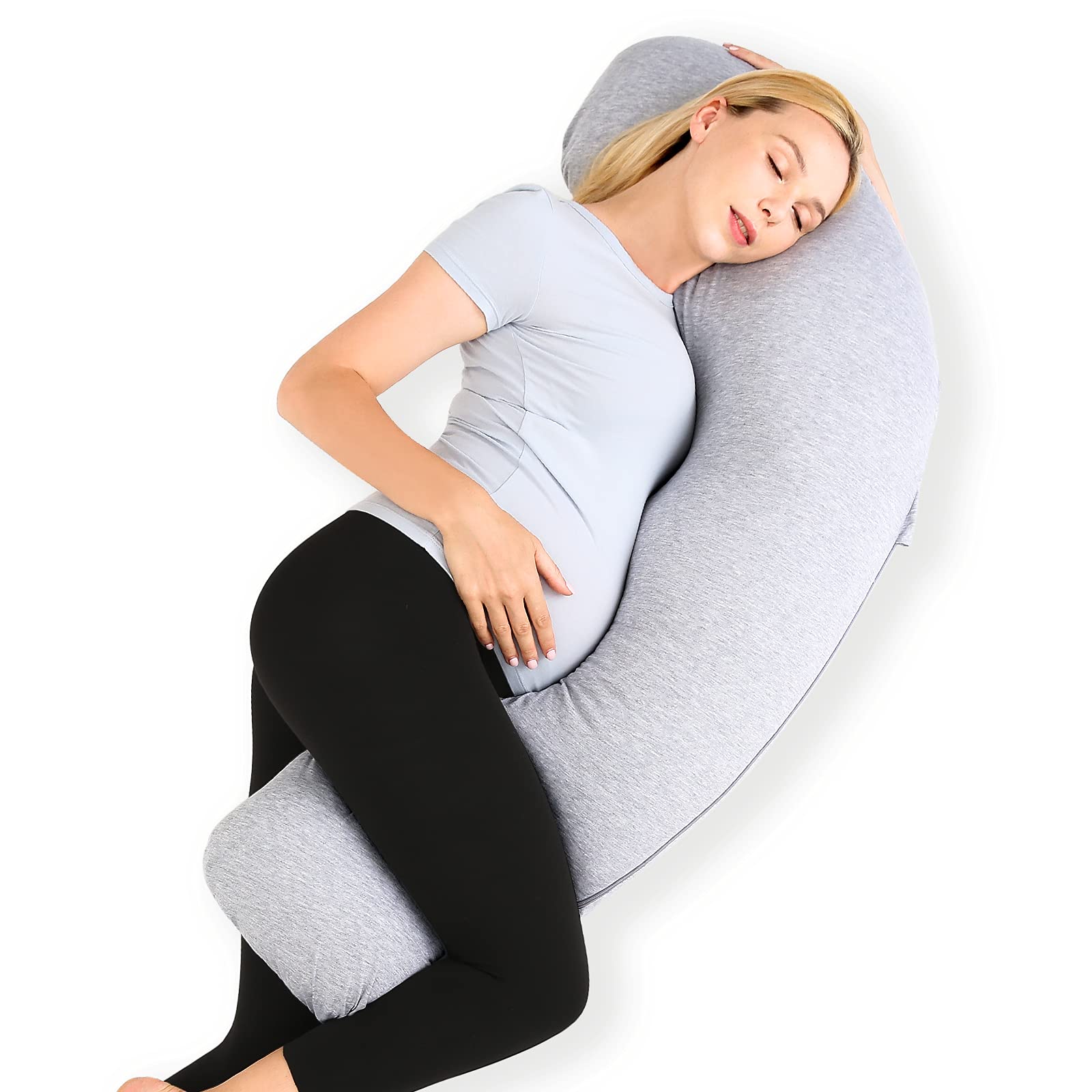 momcozy-j-shaped-maternity-body-pillow-for-side-sleeping-soft-jersey-cover-adjus image 1