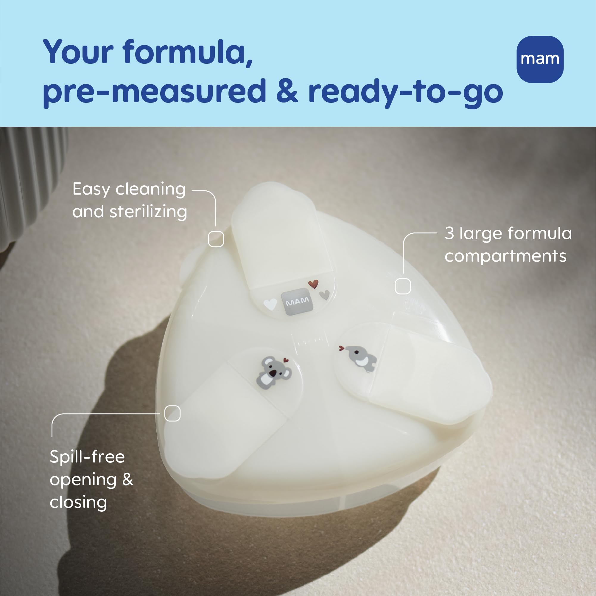 mam-spill-proof-baby-formula-dispenser-3-compartment-with-1-4oz-40g-each-travel- image 2