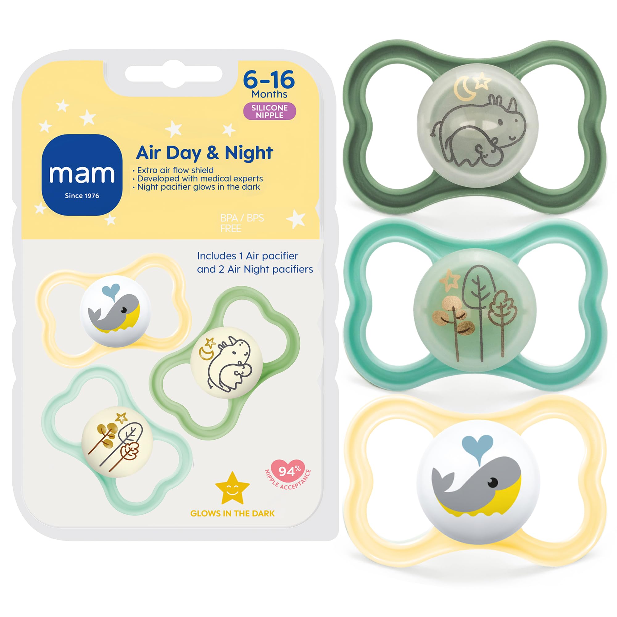 mam-air-pacifiers-for-babies-6-16-months-glow-in-the-dark-extra-airflow-sensitiv image 8